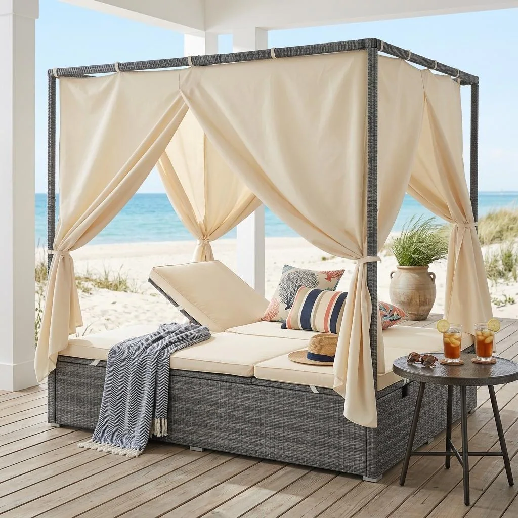Adjustable Outdoor Sun Lounger with Canopy by Leisure Zone - Image 4