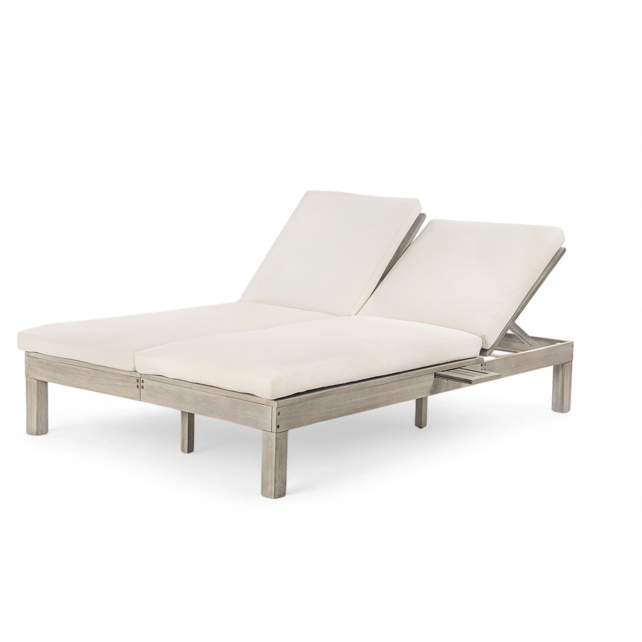 Elegant 5-Position Adjustable Double Chaise Lounge with Side Table by Leisure Zone - Image 15