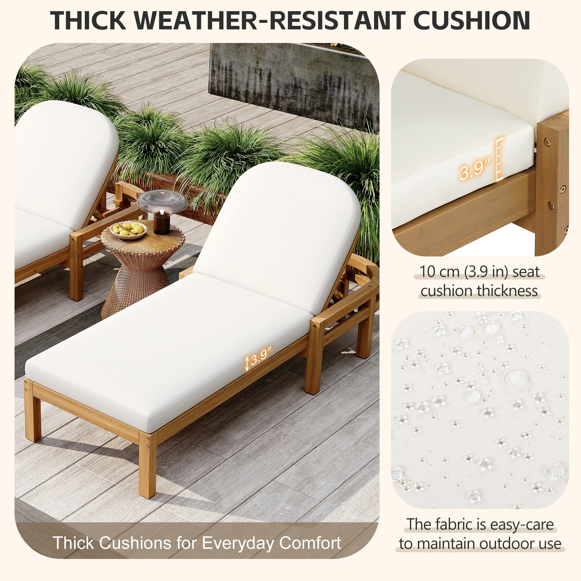 5-Position Adjustable Outdoor Chaise Lounge with Arched Backrest by Leisure Zone - Image 9