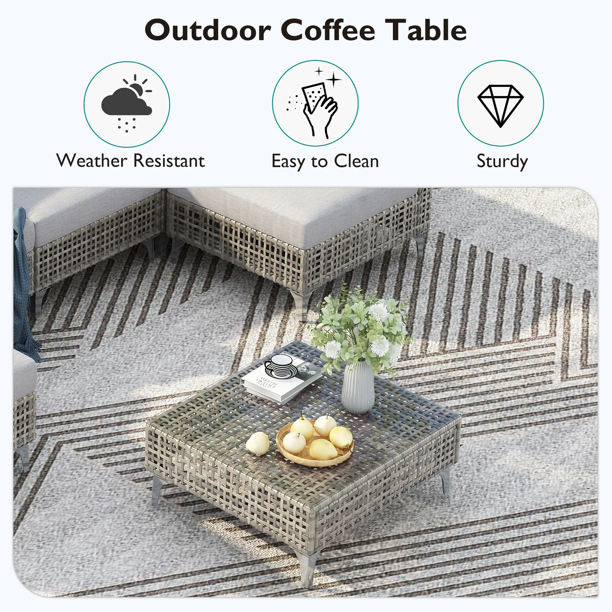 8-Piece Outdoor Patio Furniture Set with 60,000 BTU Propane Fire Pit Table by Leisure Zone - Image 13