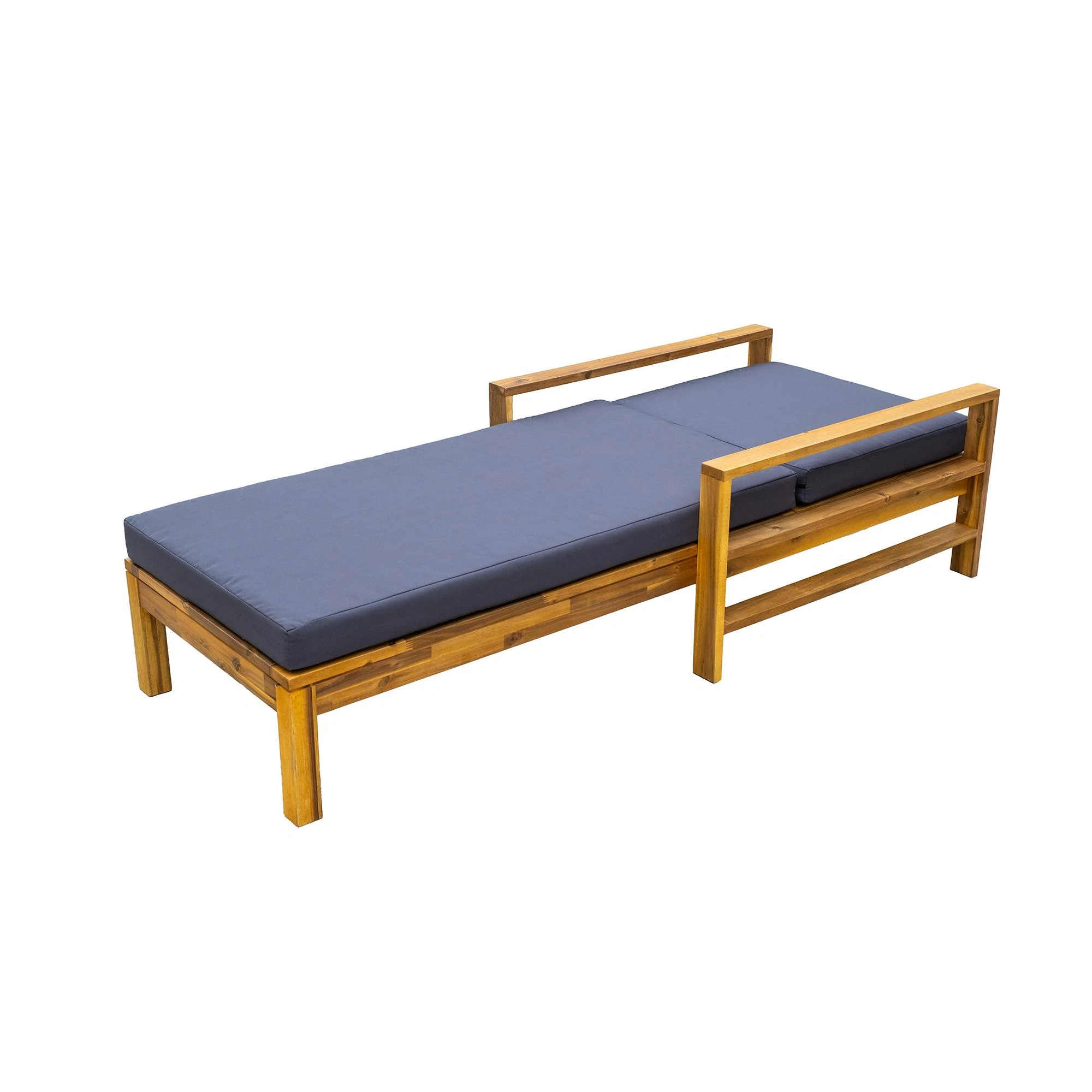 Acacia Wood Outdoor Chaise Lounge Chair with Adjustable Backrest by Leisure Zone - Image 11