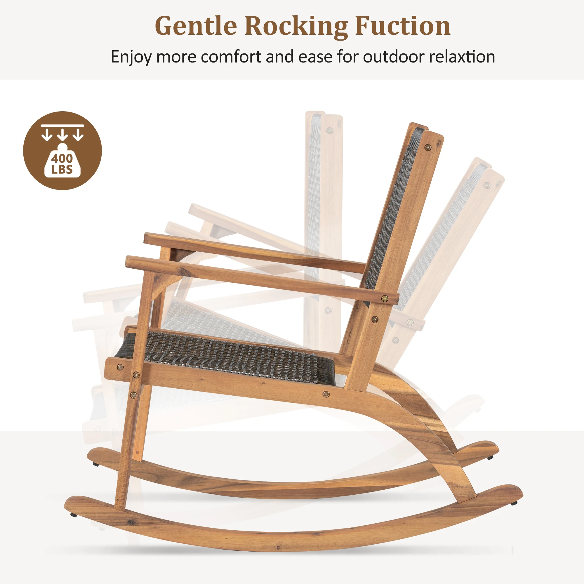 Comfortable Garden Porch Rocking Chairs(Set of 2) by Leisure Zone - Image 15