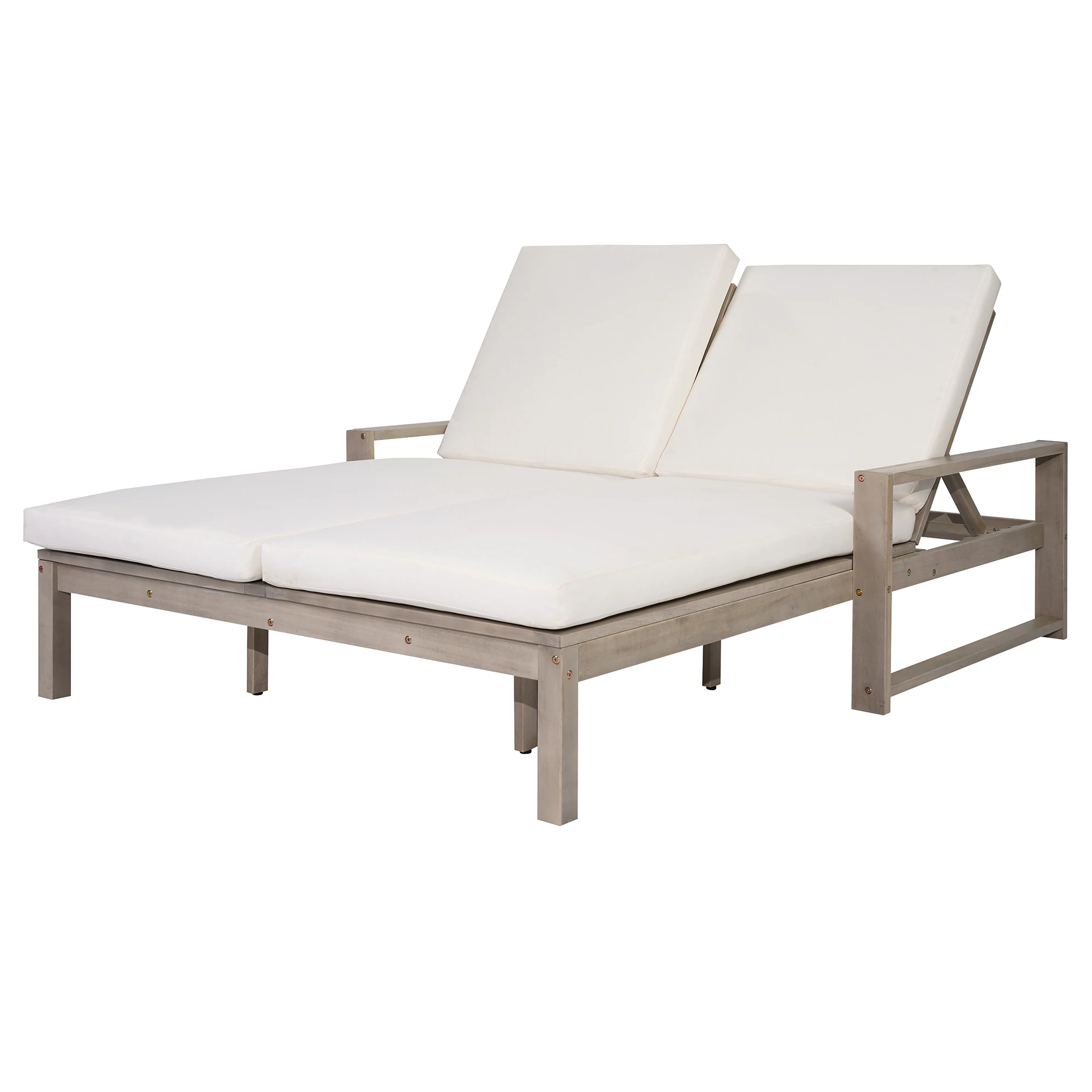 Outdoor Double Chaise Lounge Chair with Dual 5-Position Backrests by Leisure Zone - Image 16