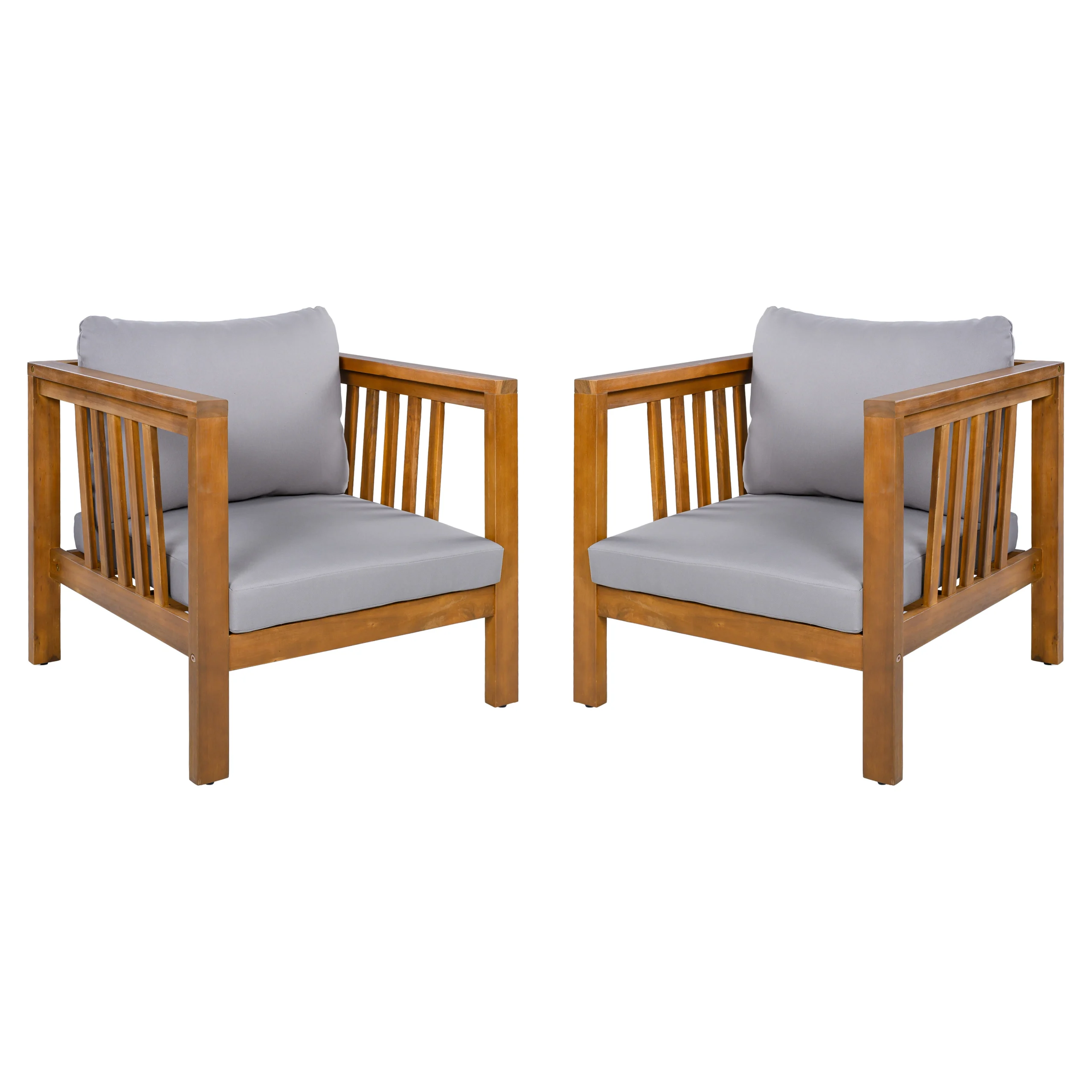 Outdoor Acacia Club Chair with Square Arms by Leisure Zone - Image 22