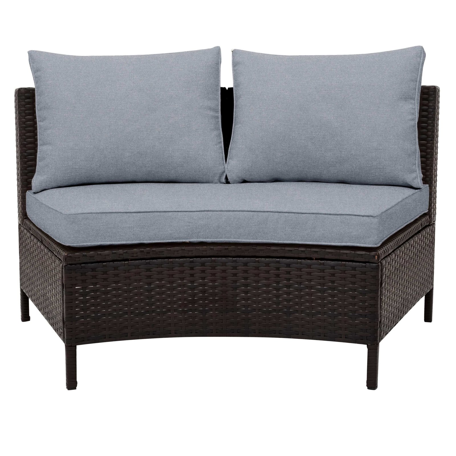 Half-Moon Design All-Weather Brown PE Rattan Wicker Sofa Set with Tempered Glass Table by Leisure Zone - Image 5