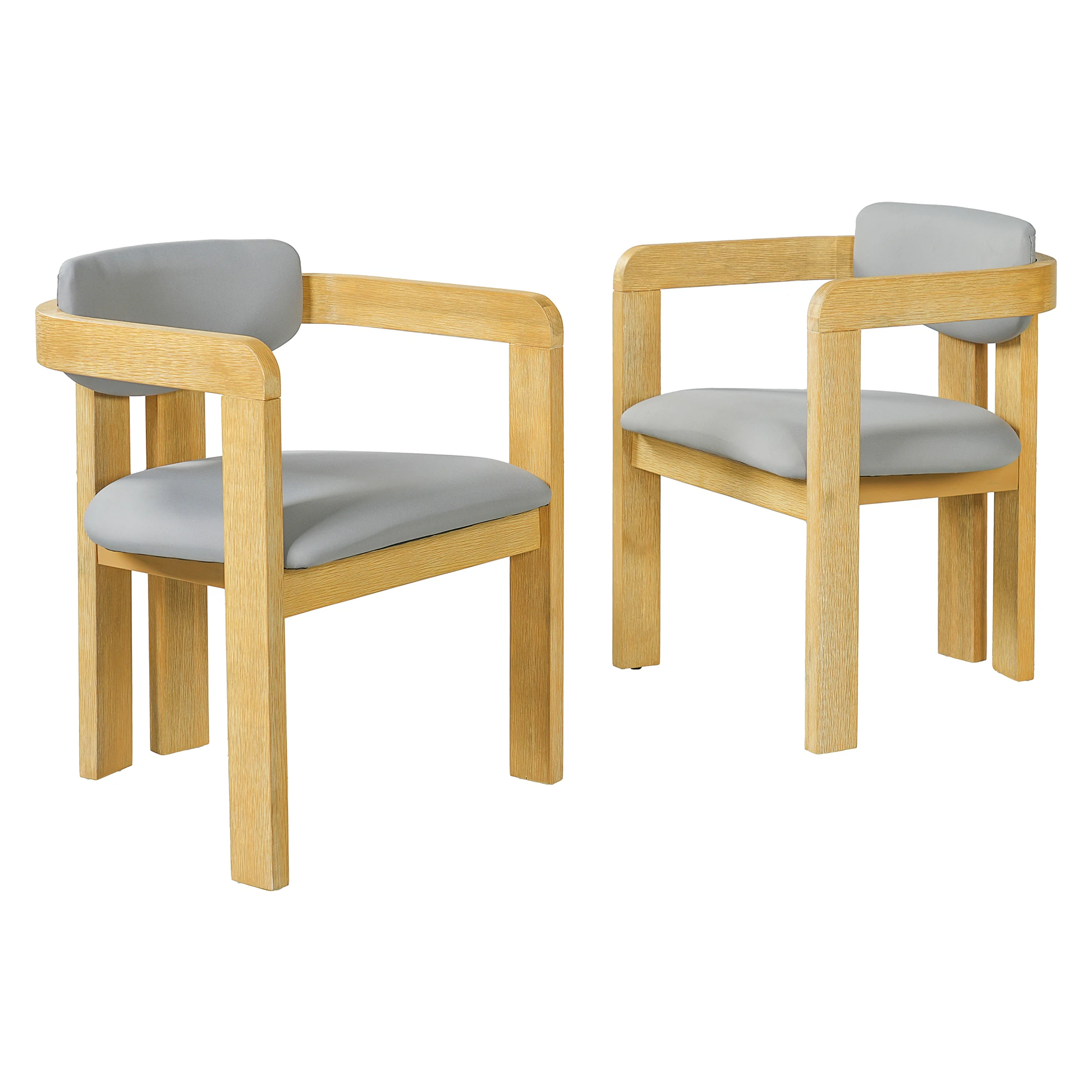 Set of 2 Outdoor Acacia Barrel Dining Chairs with Cushioned Wraparound Back by Leisure Zone - Image 13