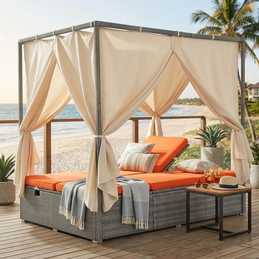 Adjustable Outdoor Sun Lounger with Canopy by Leisure Zone - Image 21