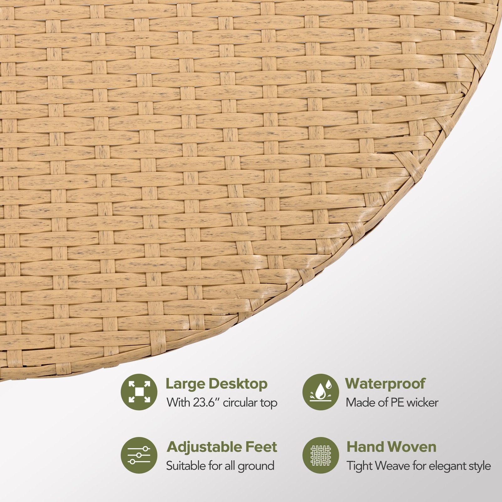 7-Piece Modular All-Weather Rattan Sectional Set with Round Woven Coffee Table by Leisure Zone - Image 22