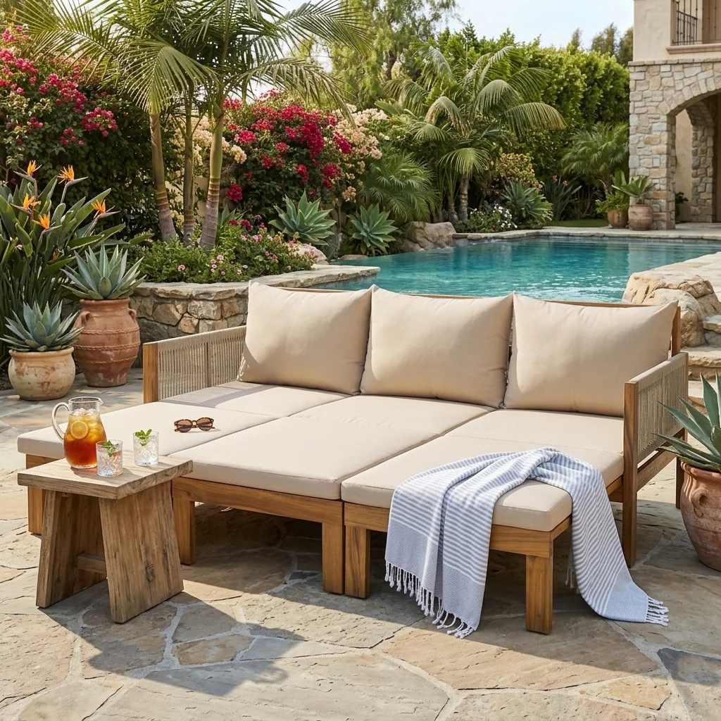3-in-1 Outdoor Daybed & Patio Sofa with Pull-Out Sleeper by Leisure Zone - Image 12