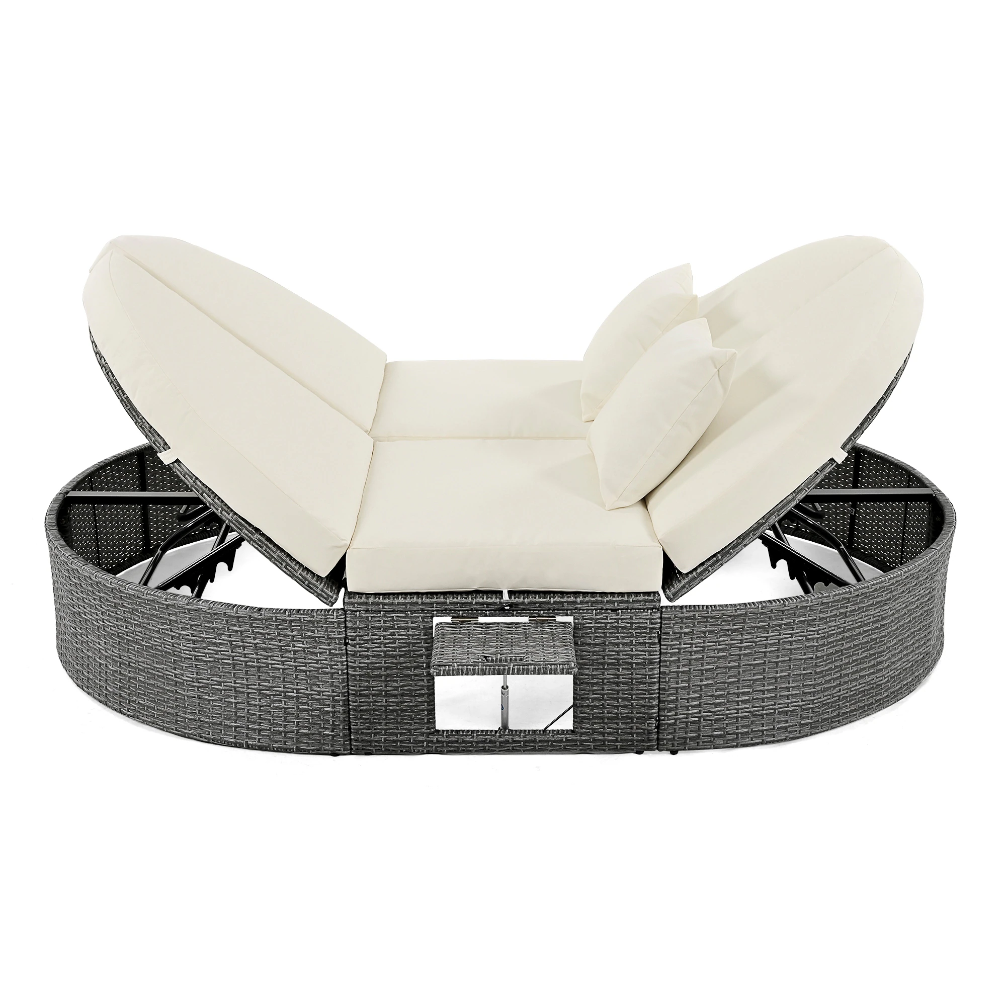 Outdoor Sun Bed Patio 2-Person Daybed with Cushions and Pillows by Leisure Zone - Image 4