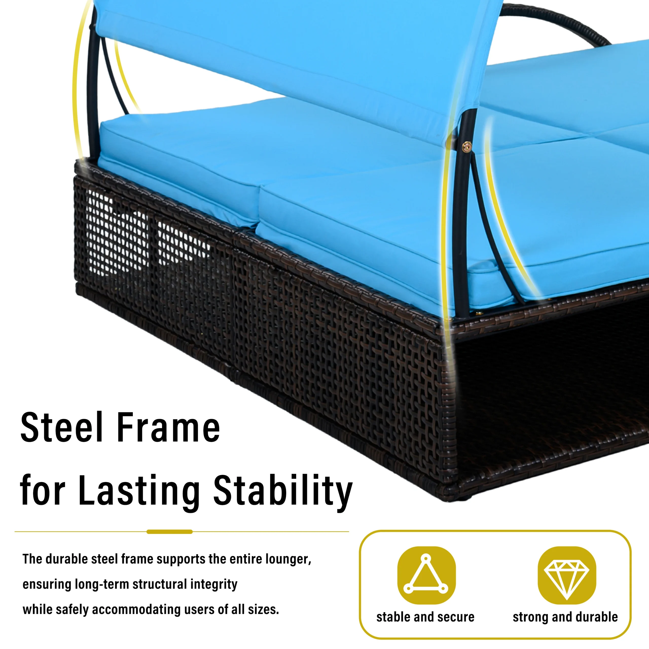 Double Outdoor Sun Lounger with Adjustable Backrest & Hidden Side Table by Leisure Zone - Image 20