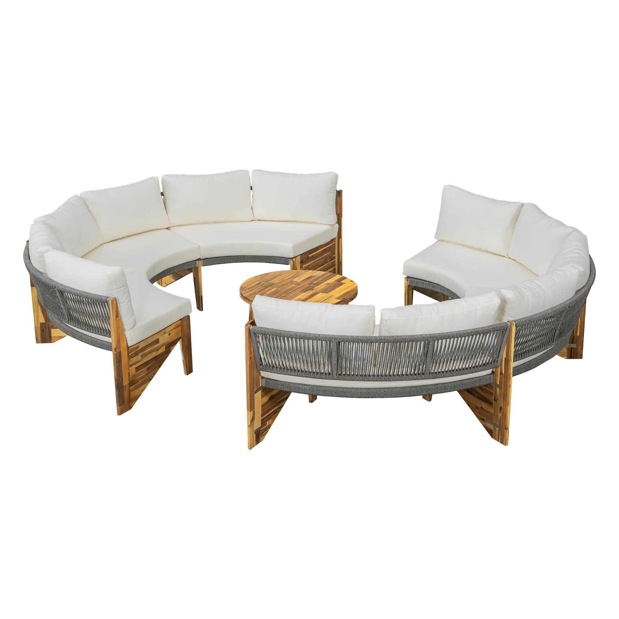 6-Person Outdoor Seating Group with Cushions and Coffee Table by Leisure Zone - Image 3