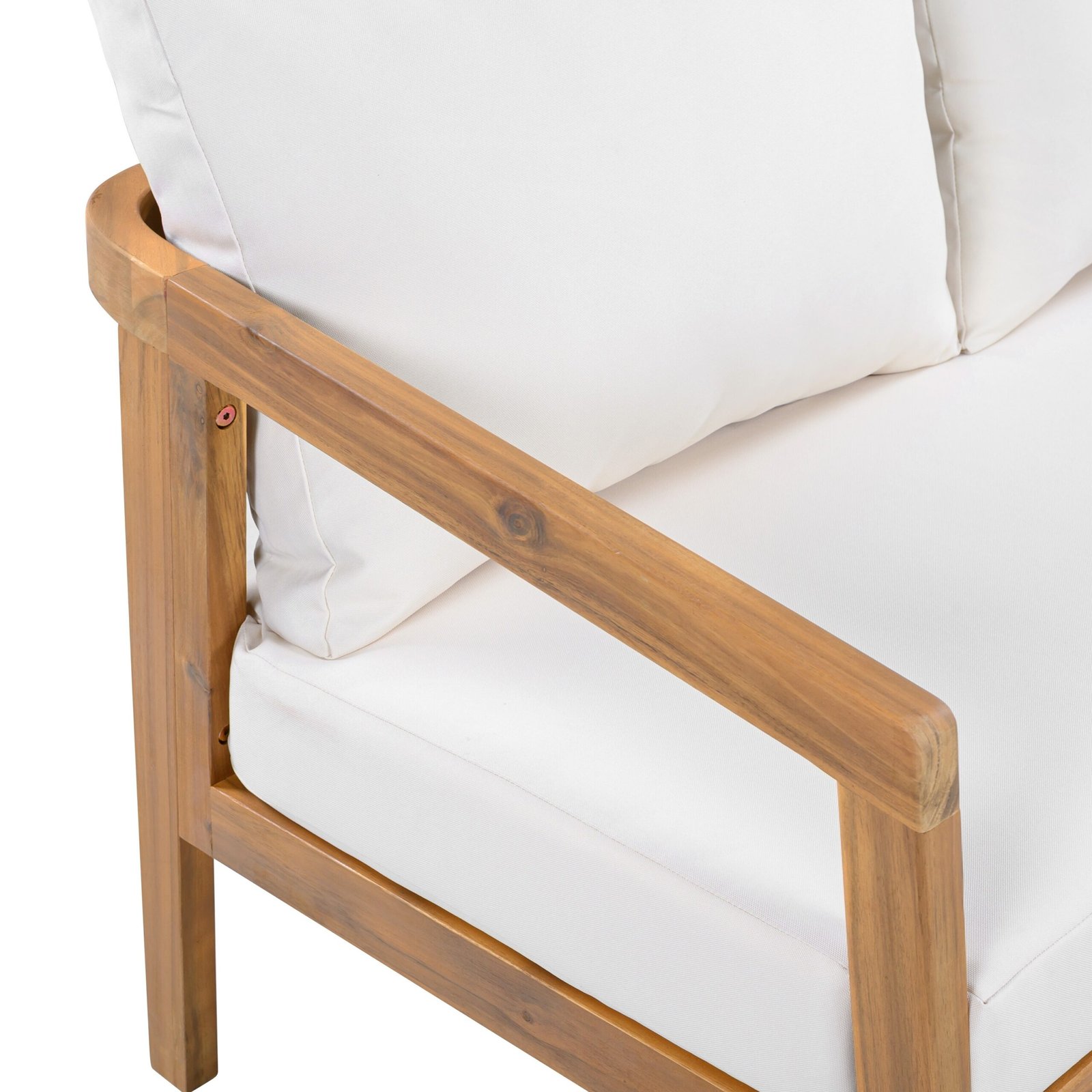 Acacia Wood Patio Loveseat Sofa with Thick Cushions by Leisure Zone - Image 11