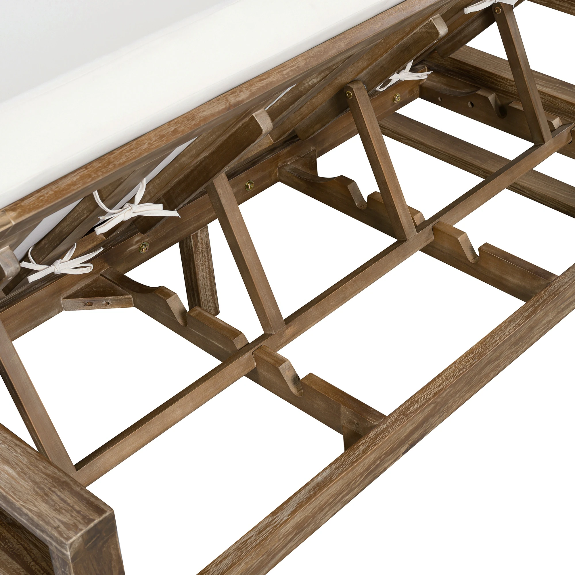 Farmhouse Acacia Wood Double Outdoor Sunbed with Adjustable Backrest by Leisure Zone - Image 11