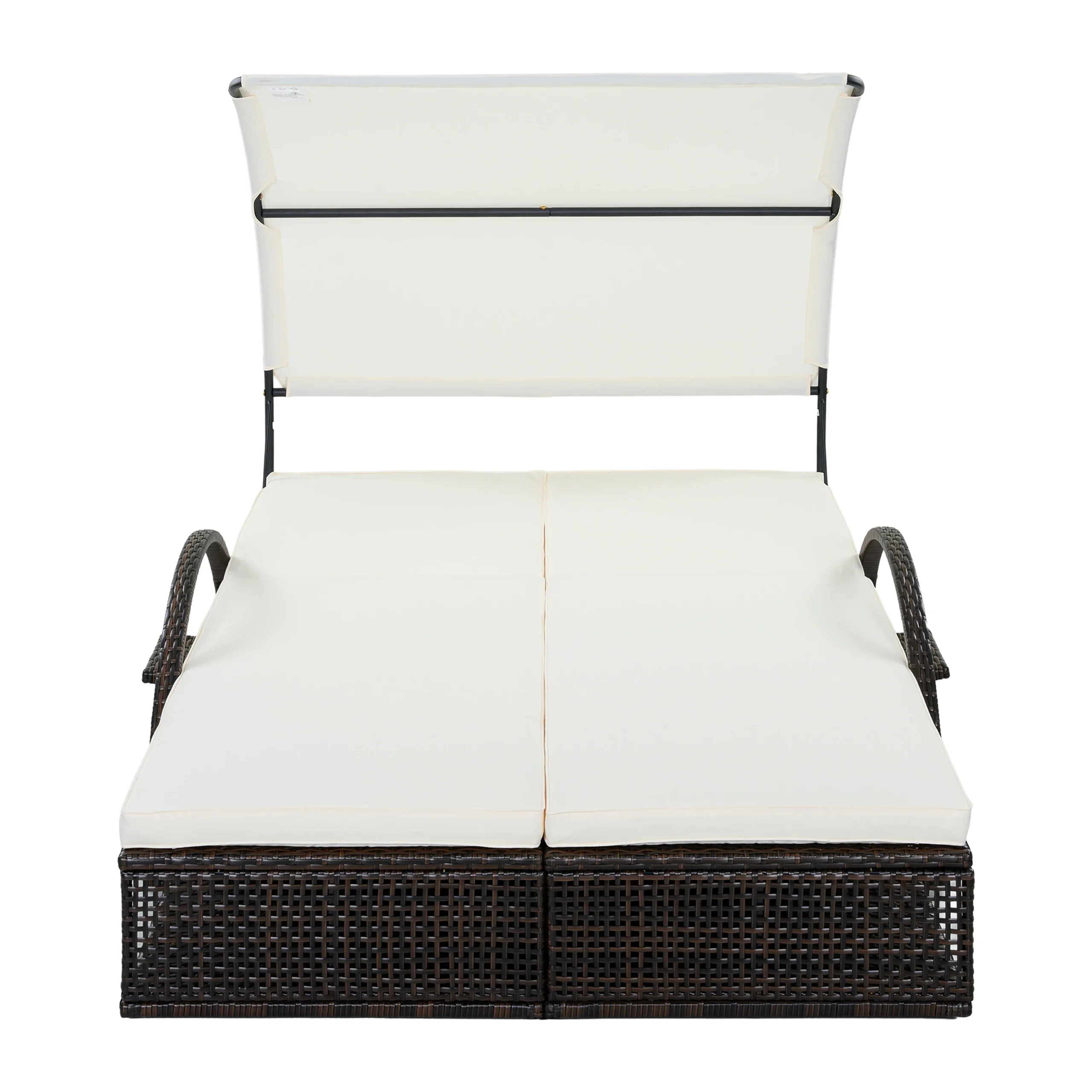 Double Outdoor Sun Lounger with Adjustable Backrest & Hidden Side Table by Leisure Zone - Image 9