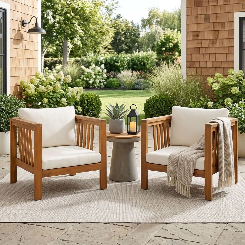 Outdoor Acacia Club Chair with Square Arms by Leisure Zone - Image 3