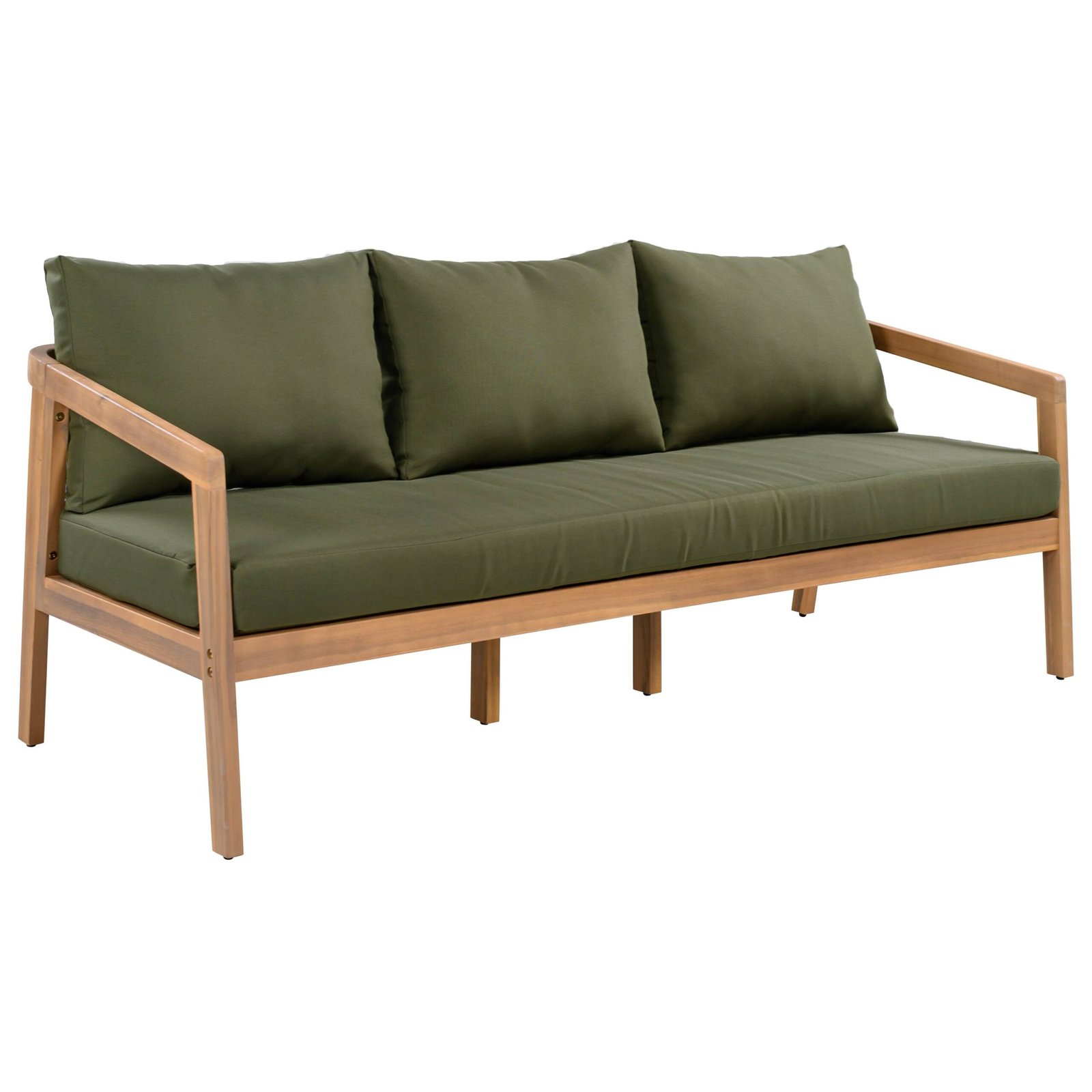 3-Seater Acacia Outdoor Patio Sofa with Thick Cushions by Leisure Zone - Image 14