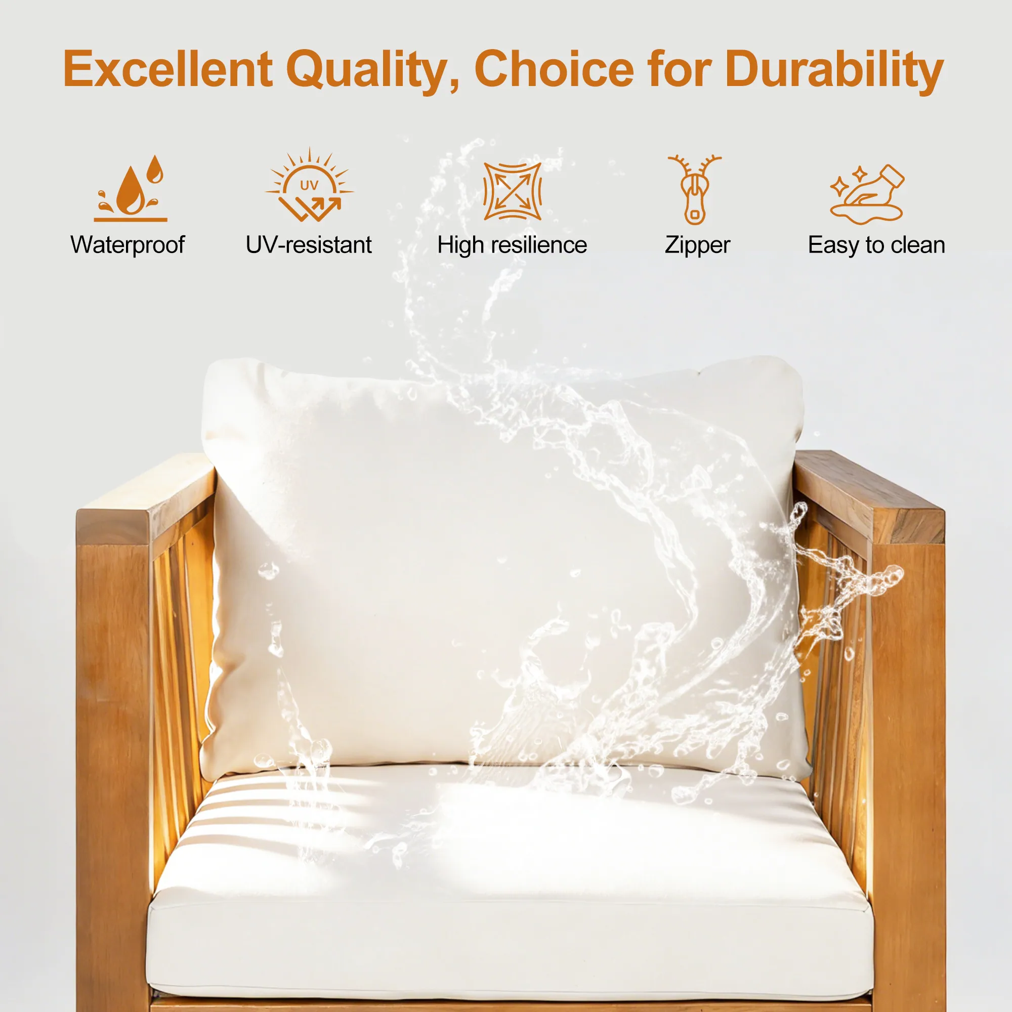 Outdoor Acacia Club Chair with Square Arms by Leisure Zone - Image 11