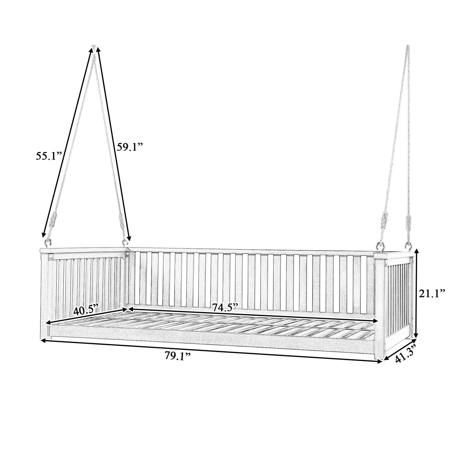 Minimalist Twin Size Garden Swing Bed by Leisure Zone - Image 10