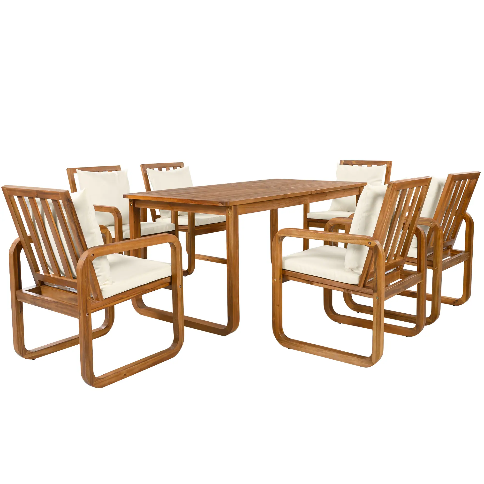 7-Piece Acacia Wood Outdoor Dining Set with Water-Resistant Cushions by Leisure Zone - Image 5