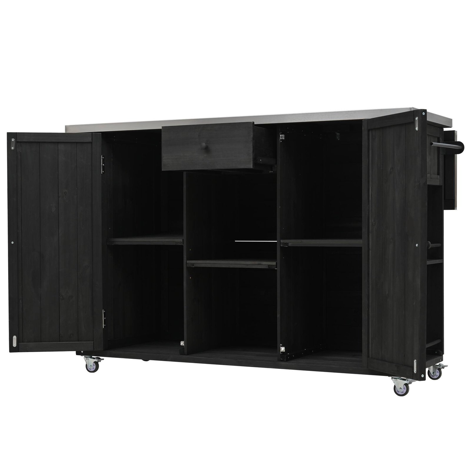 Outdoor Kitchen Island with Foldable Stainless Steel Countertop & Storage by Leisure Zone - Image 22