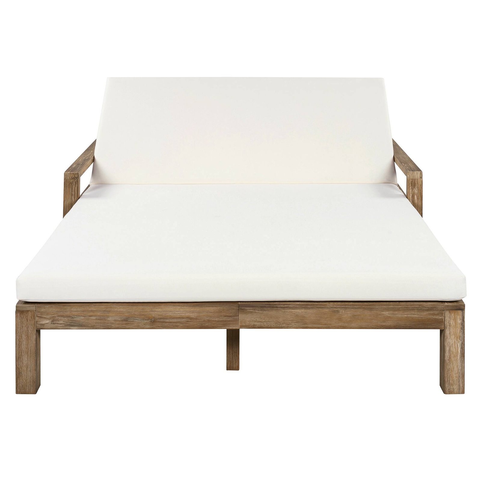 Farmhouse Acacia Wood Double Outdoor Sunbed with Adjustable Backrest by Leisure Zone - Image 5