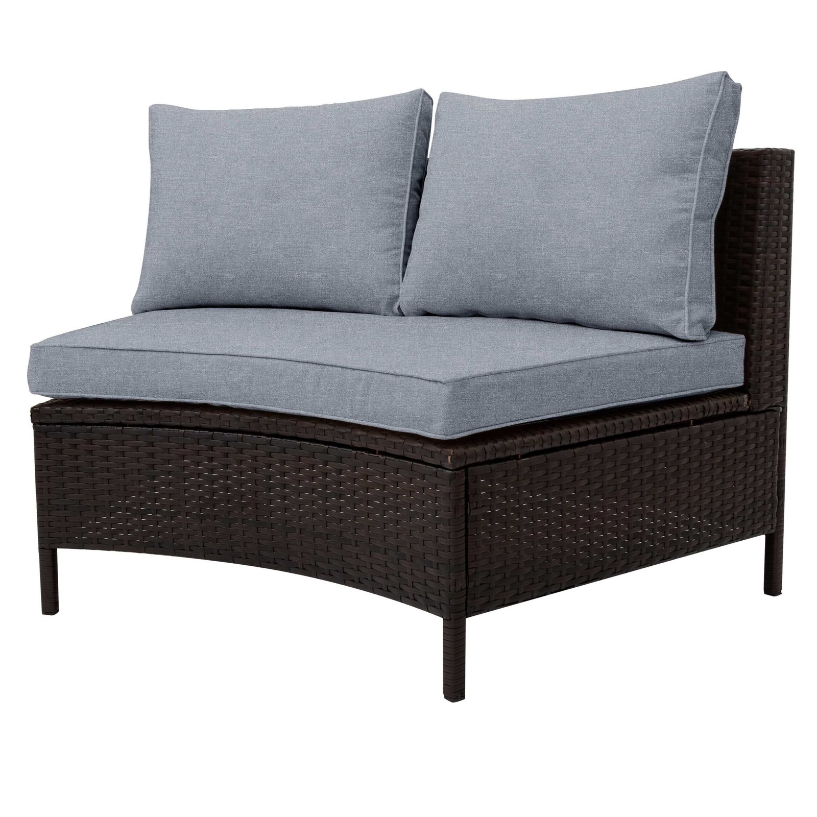 Half-Moon Design All-Weather Brown PE Rattan Wicker Sofa Set with Tempered Glass Table by Leisure Zone - Image 6