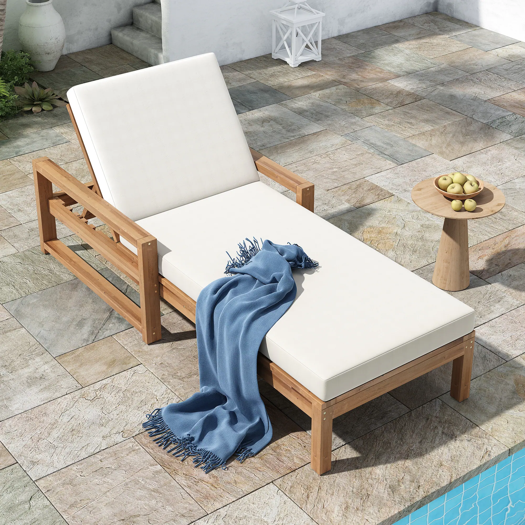Outdoor Lounge Chair with 5-Position Adjustable Backrest by Leisure Zone - Image 3