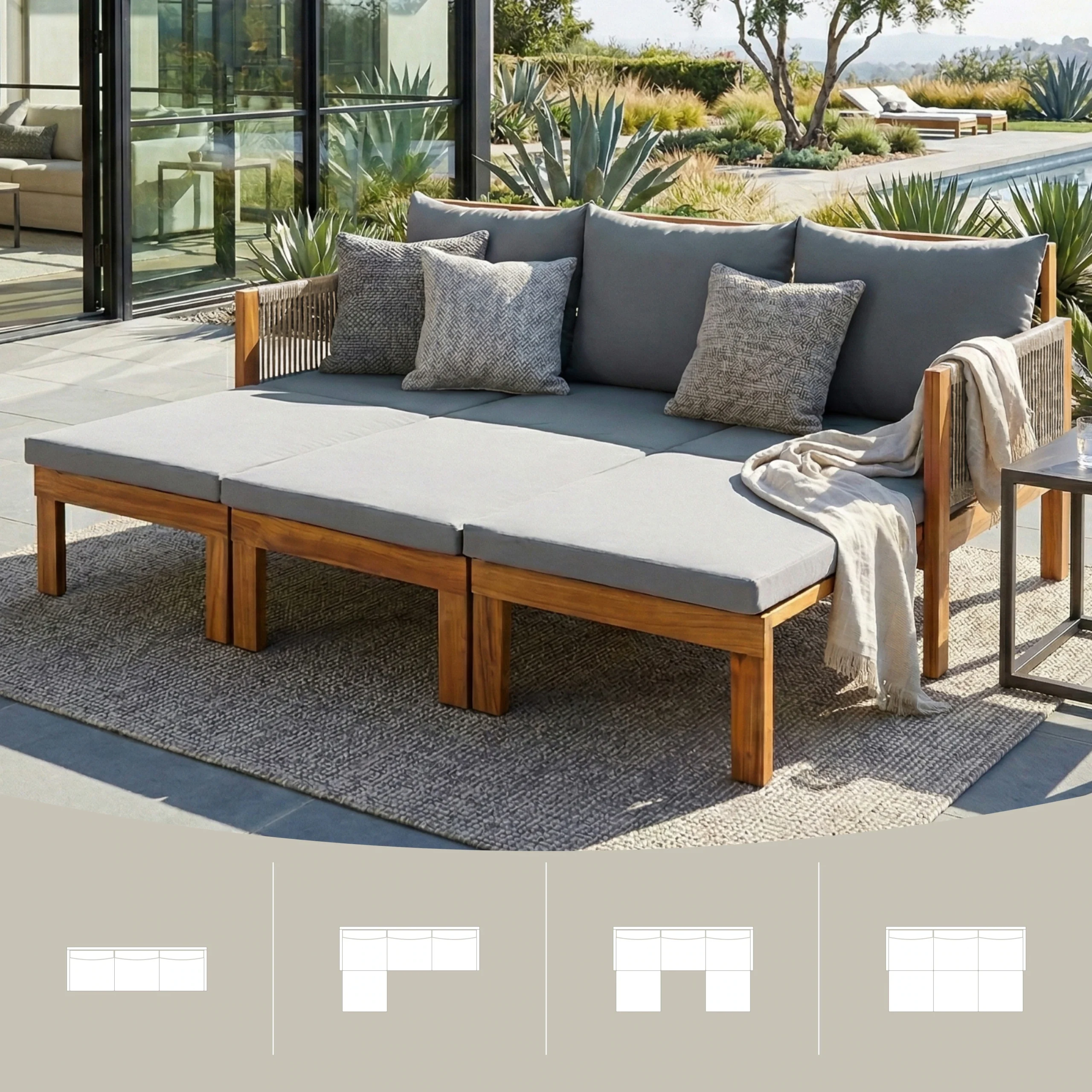 3-in-1 Outdoor Daybed & Patio Sofa with Pull-Out Sleeper by Leisure Zone - Image 28