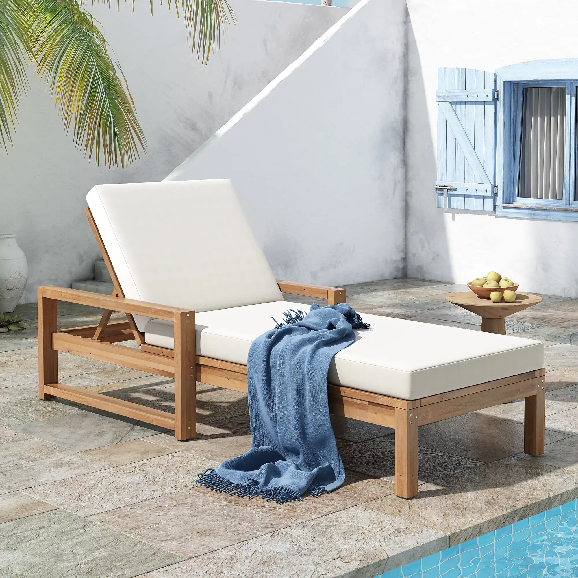 Outdoor Lounge Chair with 5-Position Adjustable Backrest by Leisure Zone - Image 2