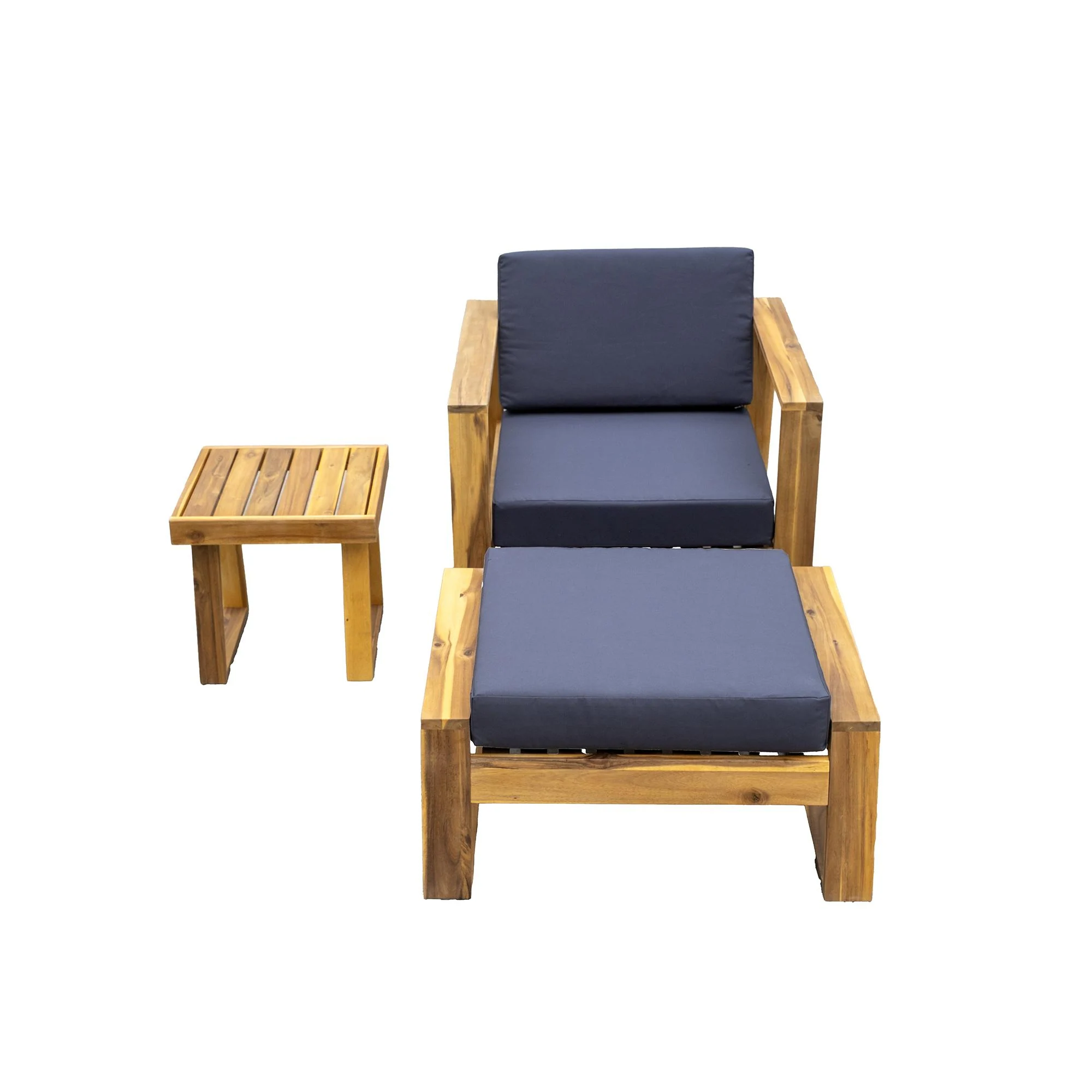 3-Piece Acacia Wood Outdoor Lounge Set with Ottoman and Side Table by Leisure Zone - Image 15