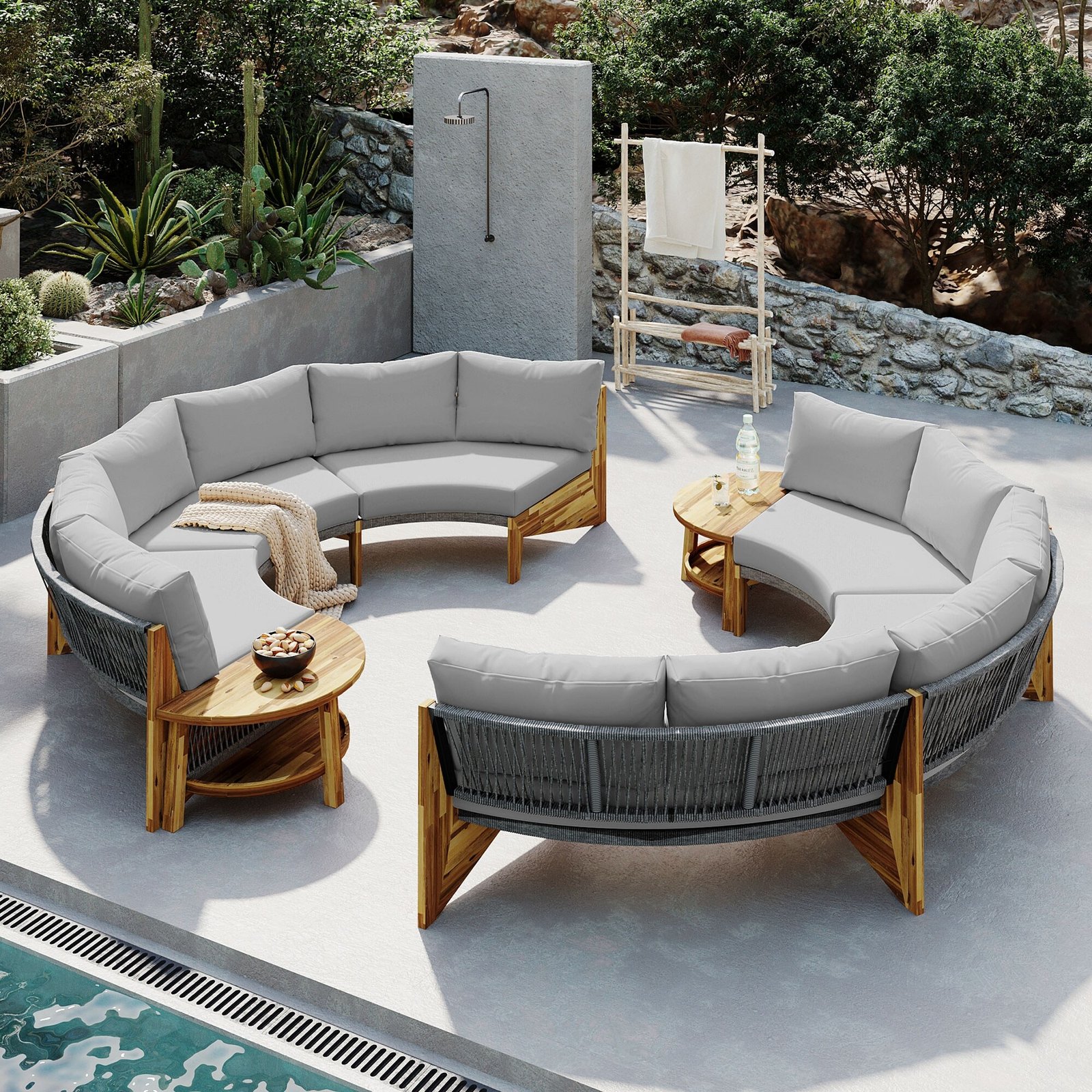 6-Person Outdoor Seating Group with Cushions and Coffee Table by Leisure Zone - Image 12