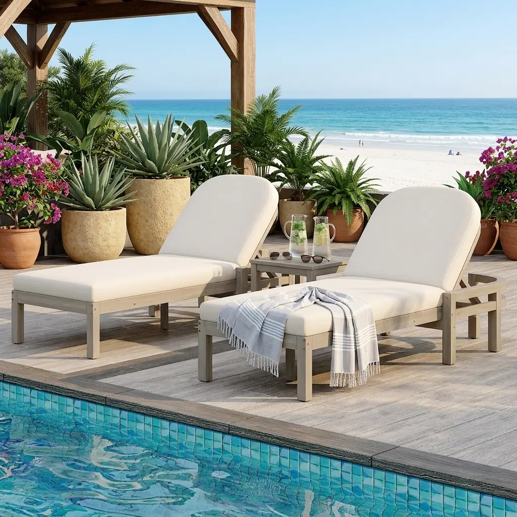 5-Position Adjustable Outdoor Chaise Lounge with Arched Backrest by Leisure Zone - Image 11