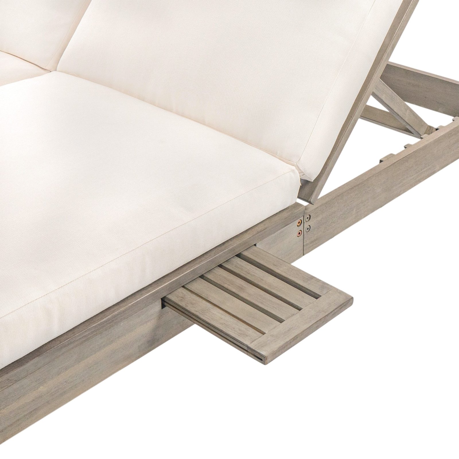 Elegant 5-Position Adjustable Double Chaise Lounge with Side Table by Leisure Zone - Image 20
