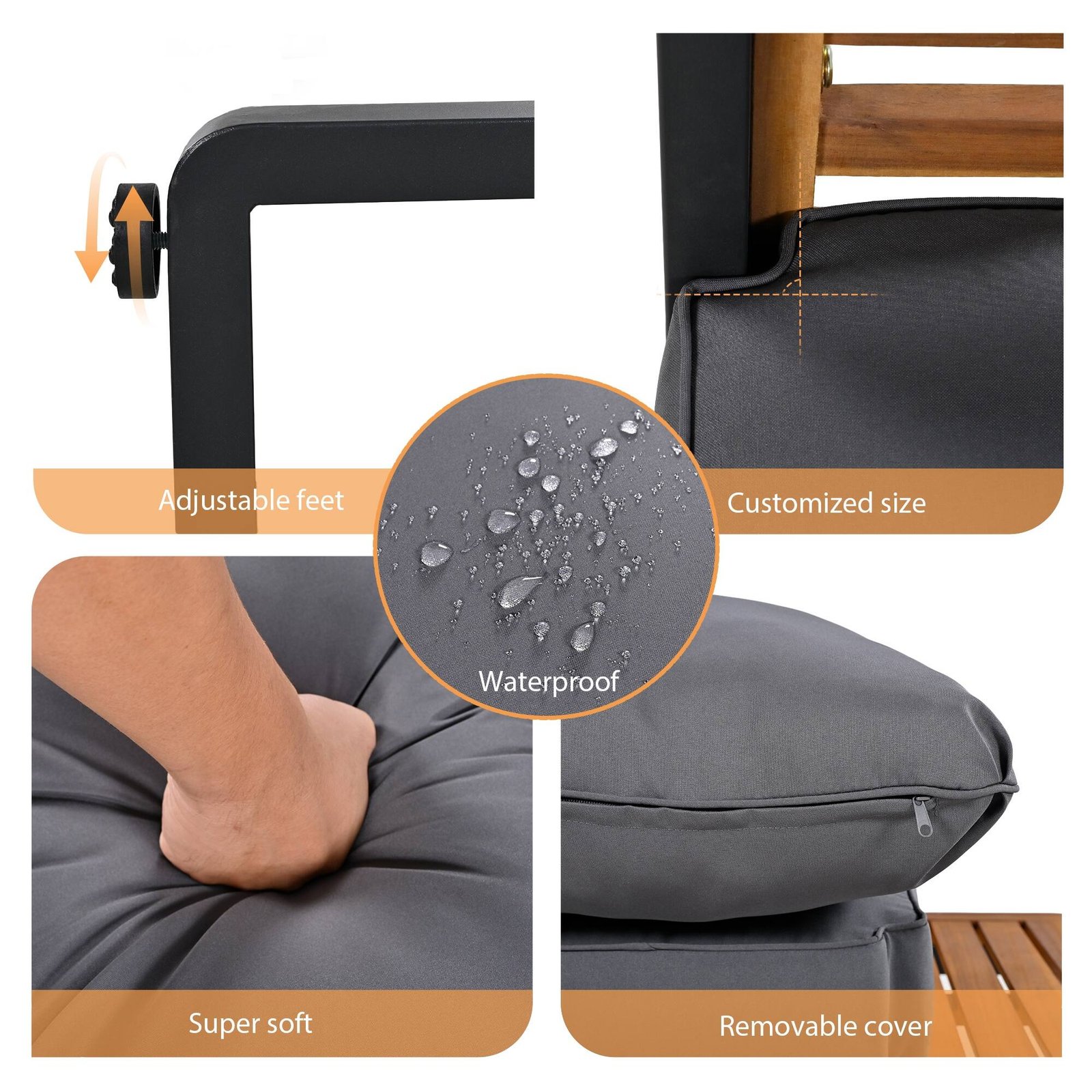 4-Piece Outdoor Conversation Set with Removable Cushions by Leisure Zone - Image 34