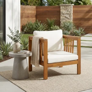 Outdoor Acacia Club Chair with Square Arms by Leisure Zone