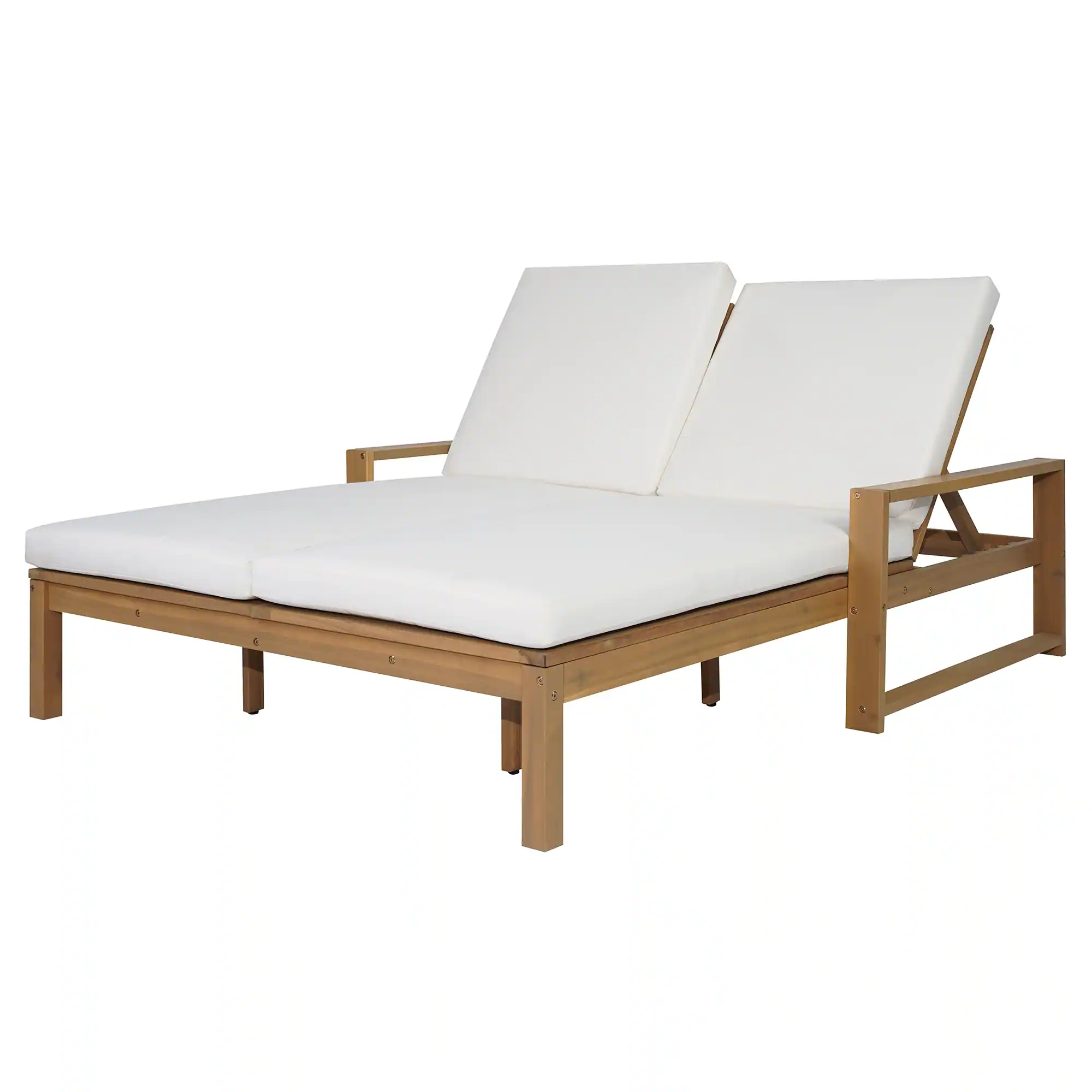 Outdoor Double Chaise Lounge Chair with Dual 5-Position Backrests by Leisure Zone - Image 5