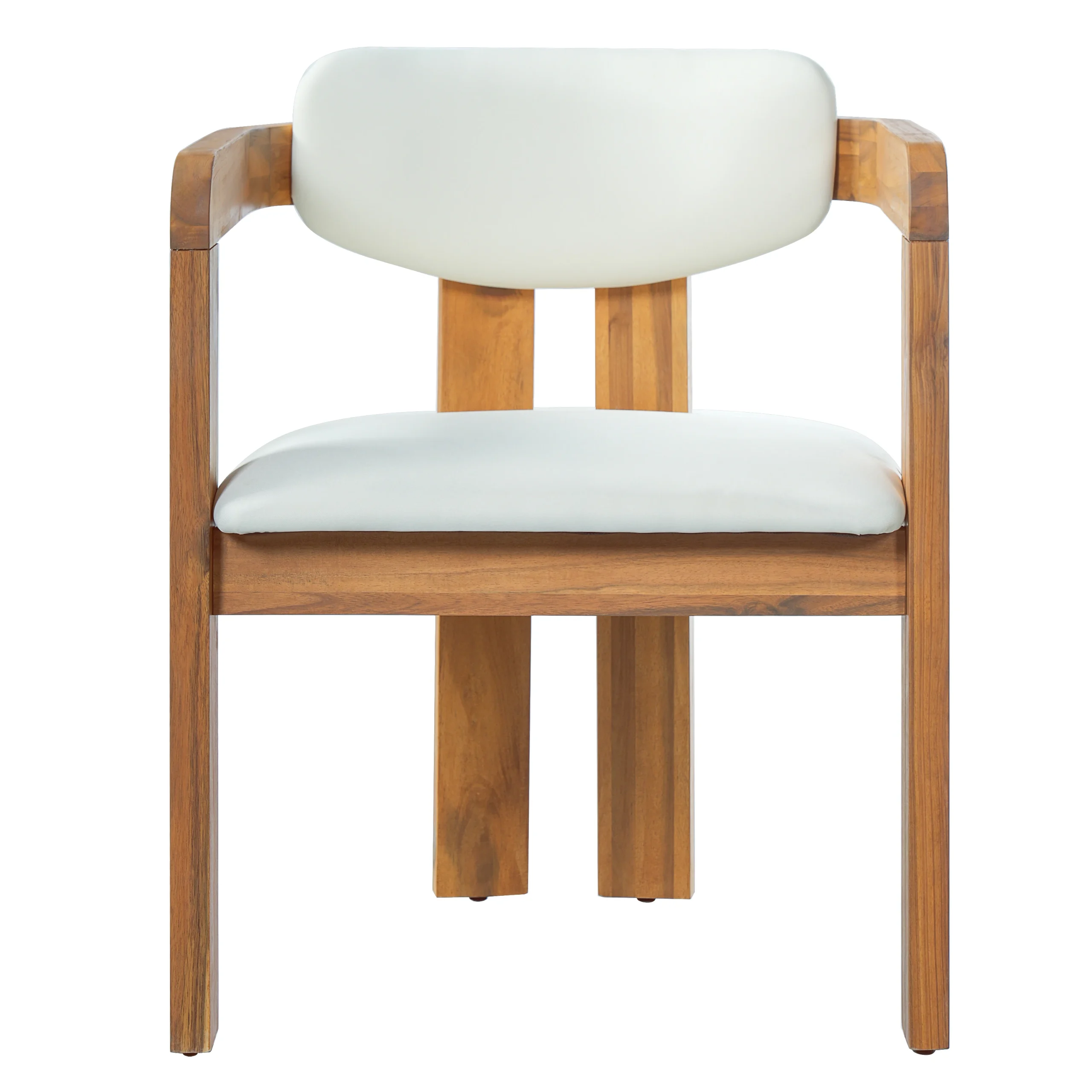 Set of 2 Outdoor Acacia Barrel Dining Chairs with Cushioned Wraparound Back by Leisure Zone - Image 5