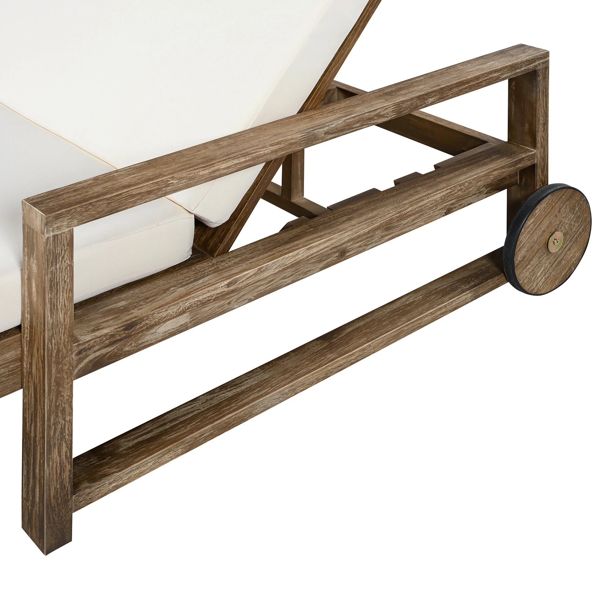 Farmhouse Acacia Wood Double Outdoor Sunbed with Adjustable Backrest by Leisure Zone - Image 10