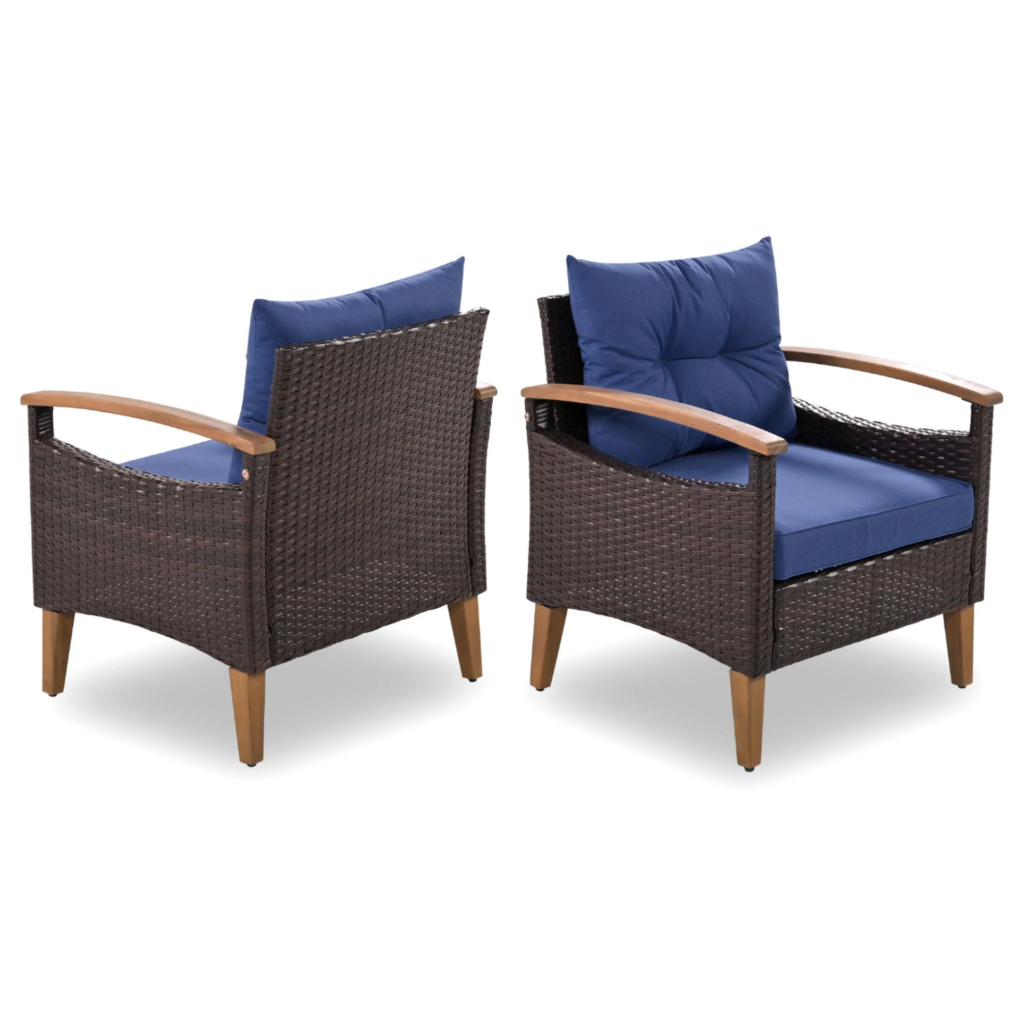 4-Piece PE Rattan Outdoor Sofa Set with Acacia Wood Table by Leisure Zone - Image 16