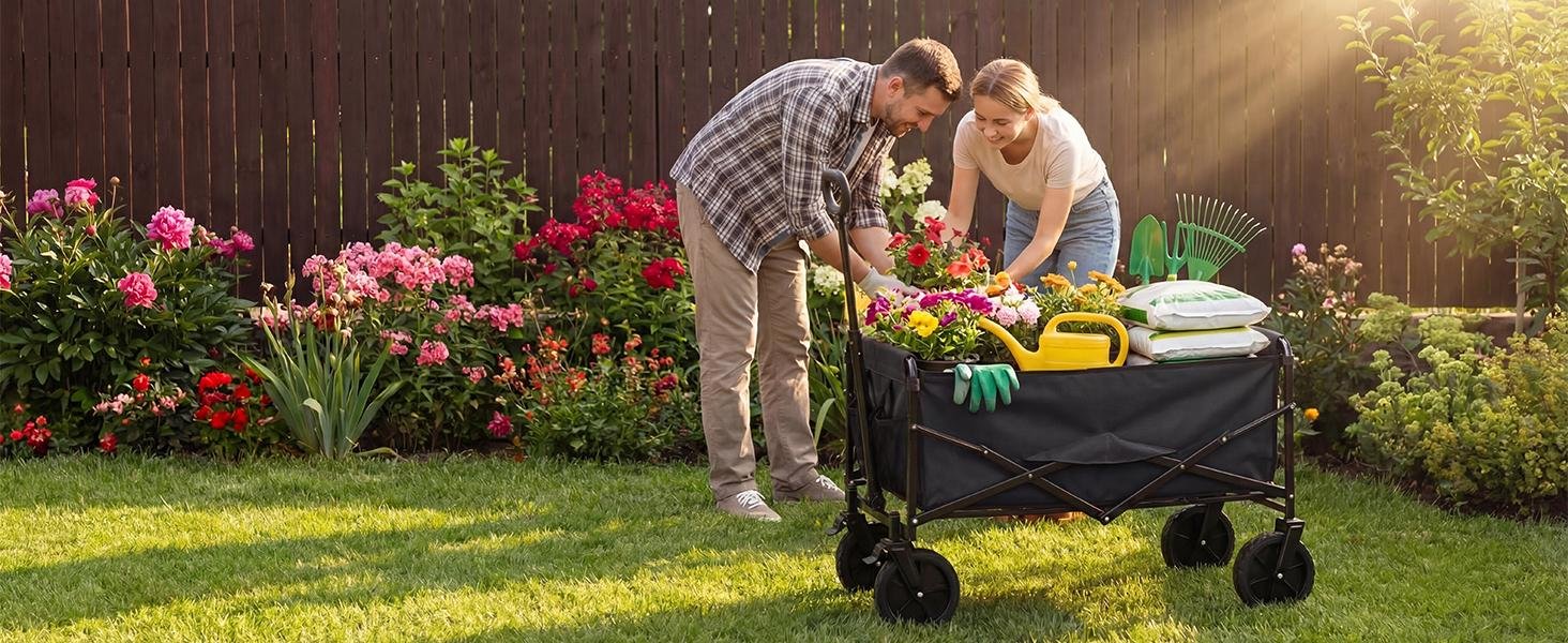 Sweetcrispy Collapsible Folding Wagon Push Cart - Oxford Cloth Quick-Fold Utility Trolley, 102L Large Capacity, 330 lbs Load Capacity, Wheels, Adjustable Handle, for Outdoor Camping, Beach Outings - Image 16