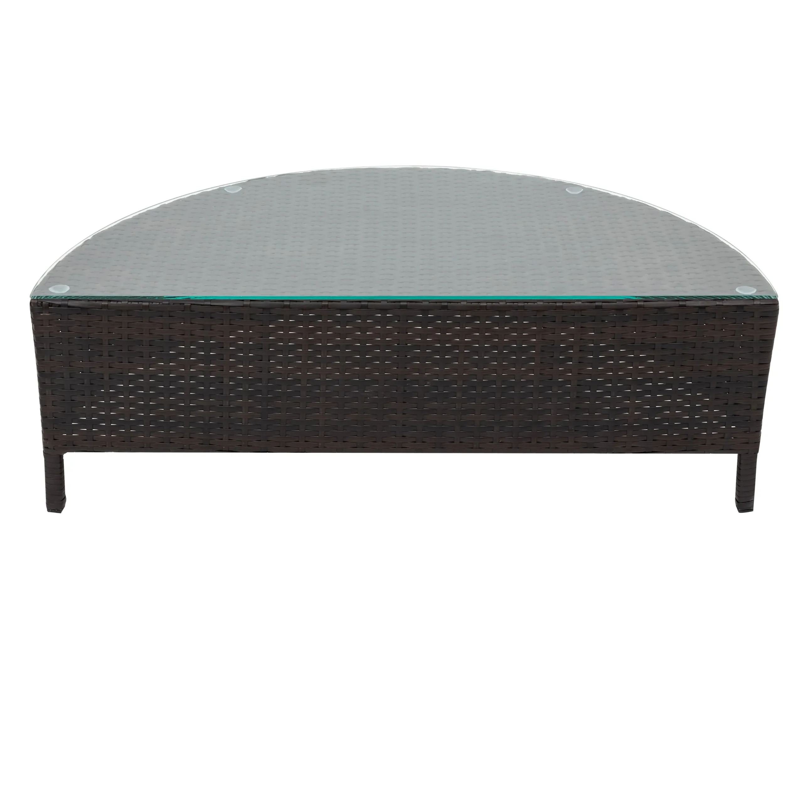 Half-Moon Design All-Weather Brown PE Rattan Wicker Sofa Set with Tempered Glass Table by Leisure Zone - Image 8
