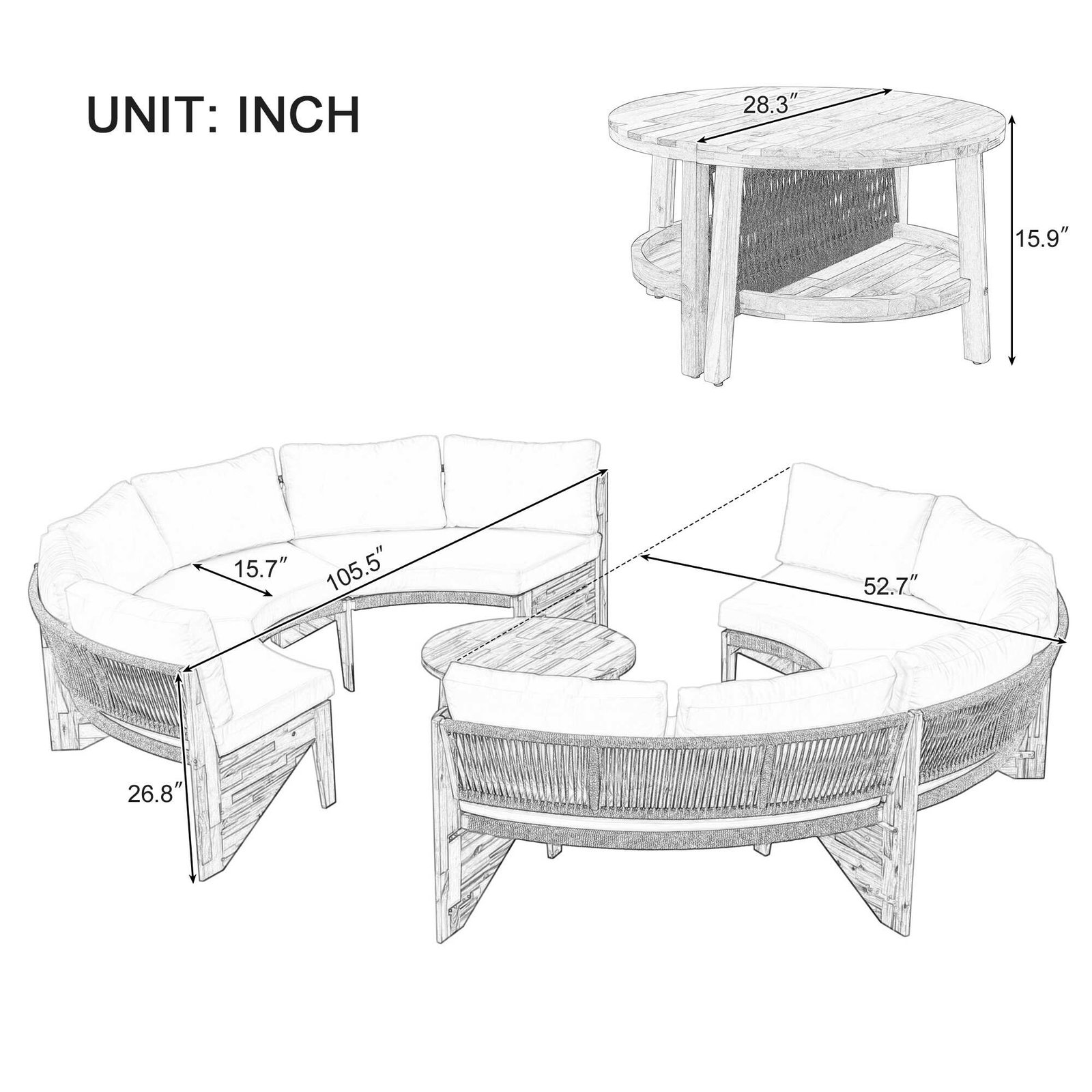 6-Person Outdoor Seating Group with Cushions and Coffee Table by Leisure Zone - Image 10