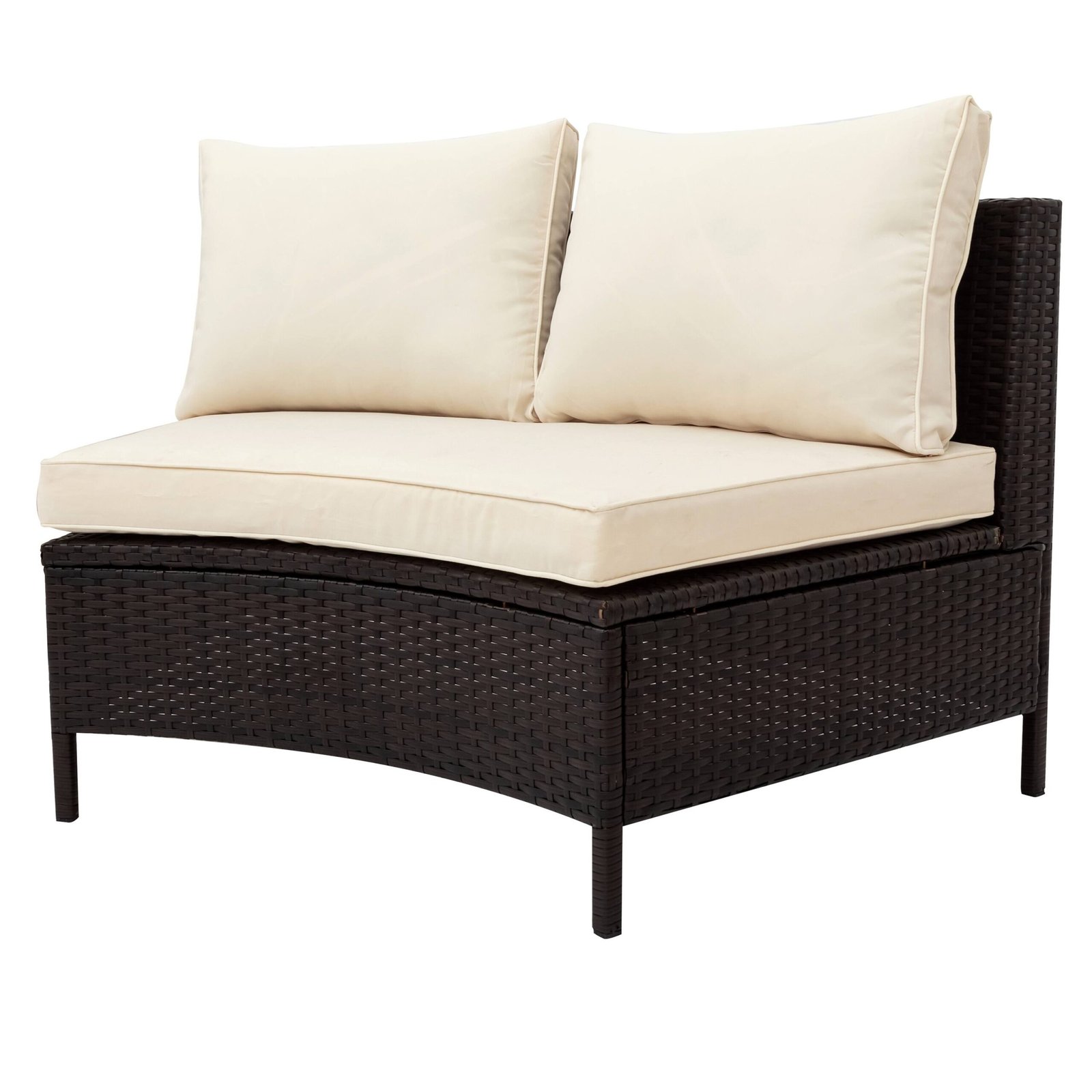 Half-Moon Design All-Weather Brown PE Rattan Wicker Sofa Set with Tempered Glass Table by Leisure Zone - Image 12