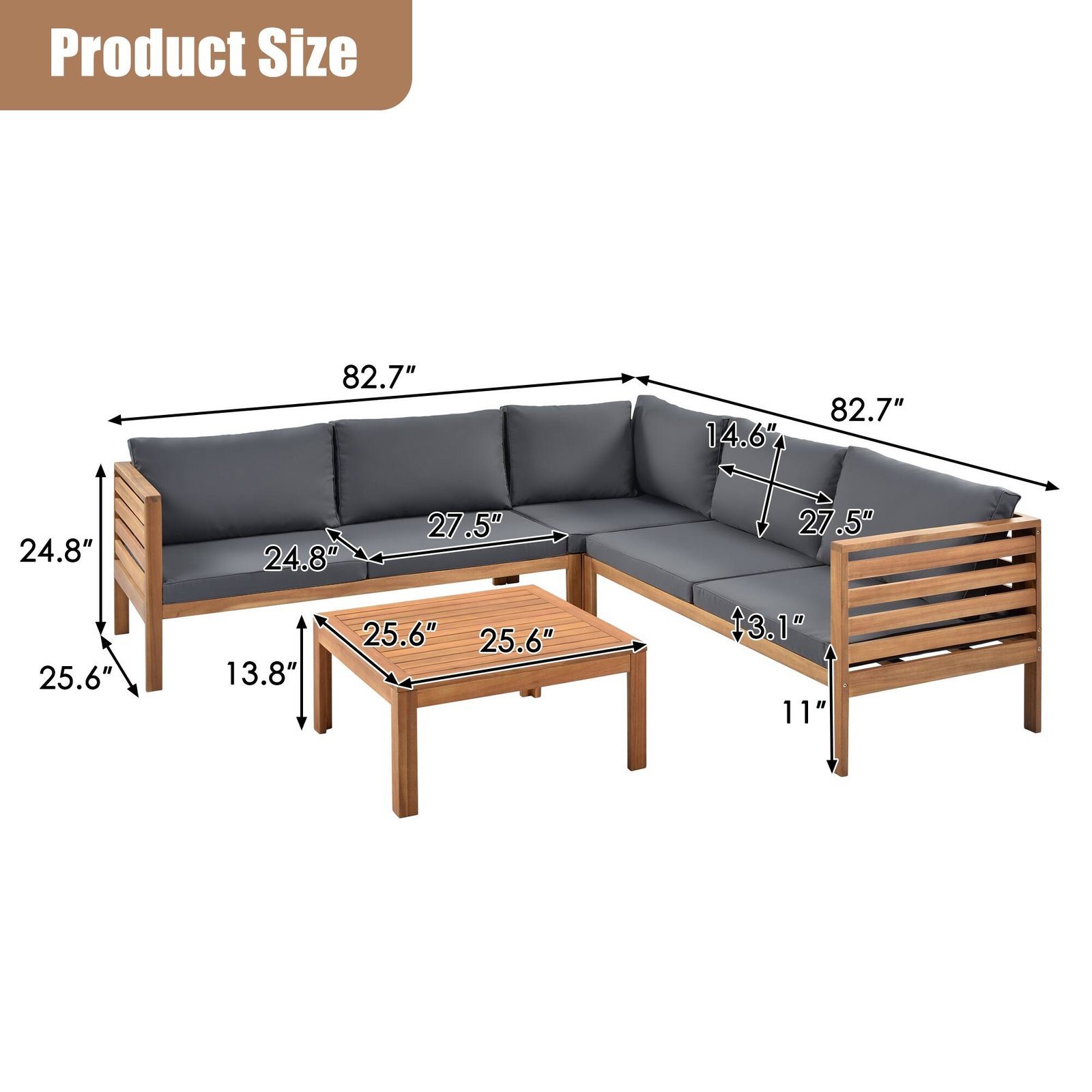 Acacia L-Shape Outdoor Conversation Set by Leisure Zone - Image 19