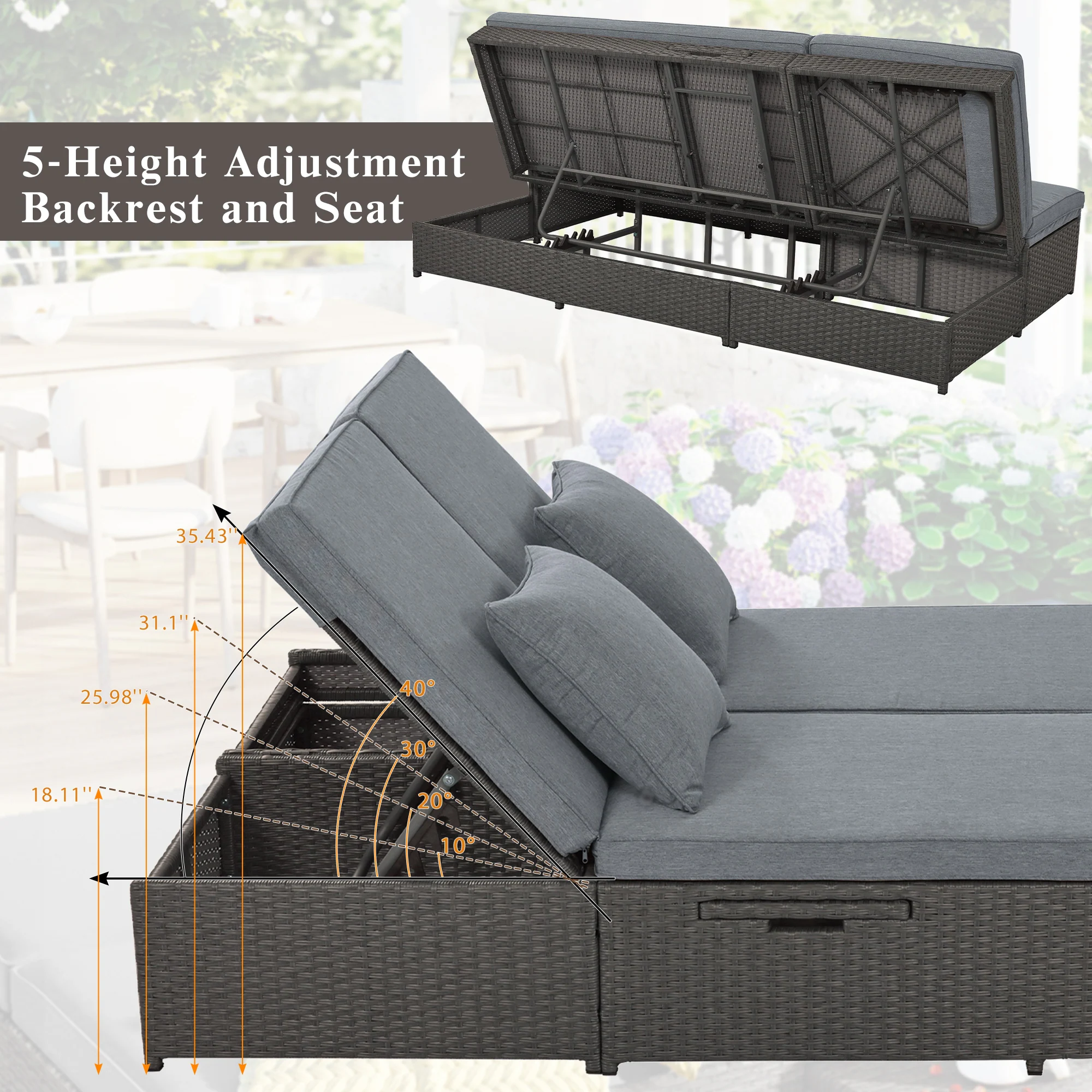 Luxury Adjustable Double Chaise Lounge by Leisure Zone - Image 14