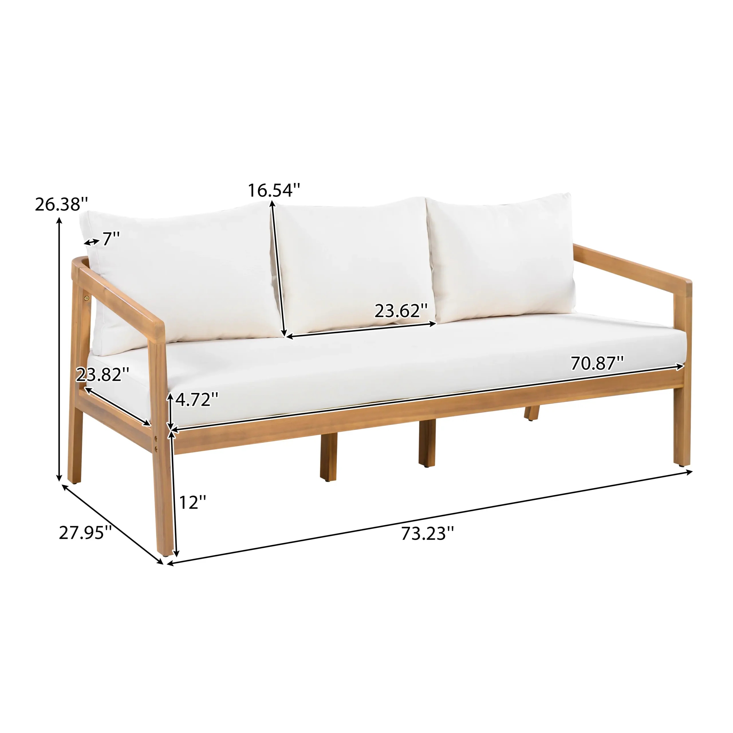 3-Seater Acacia Outdoor Patio Sofa with Thick Cushions by Leisure Zone - Image 11