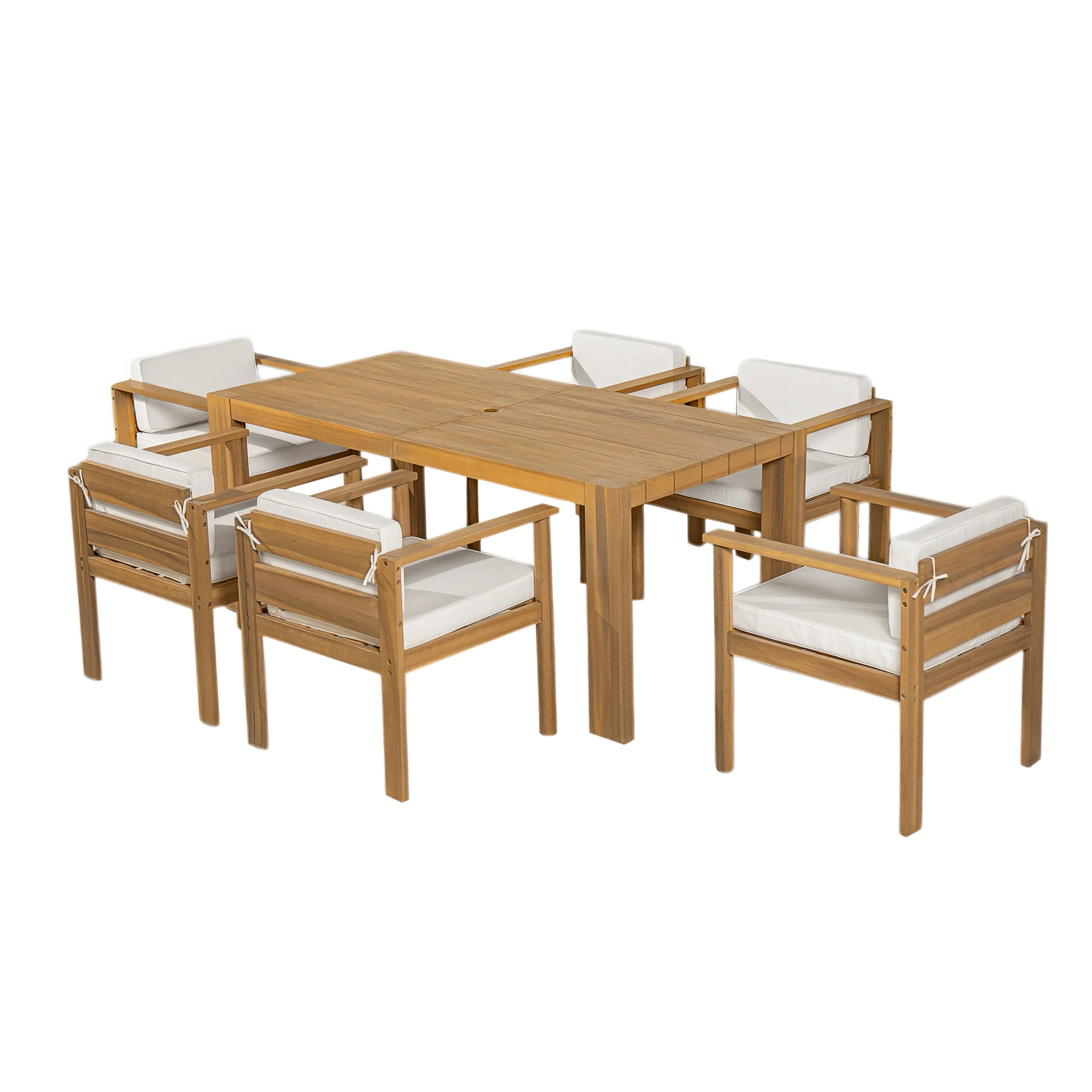 7-Piece Outdoor Acacia Wood Patio Dining Set for 6 by Leisure Zone - Image 3