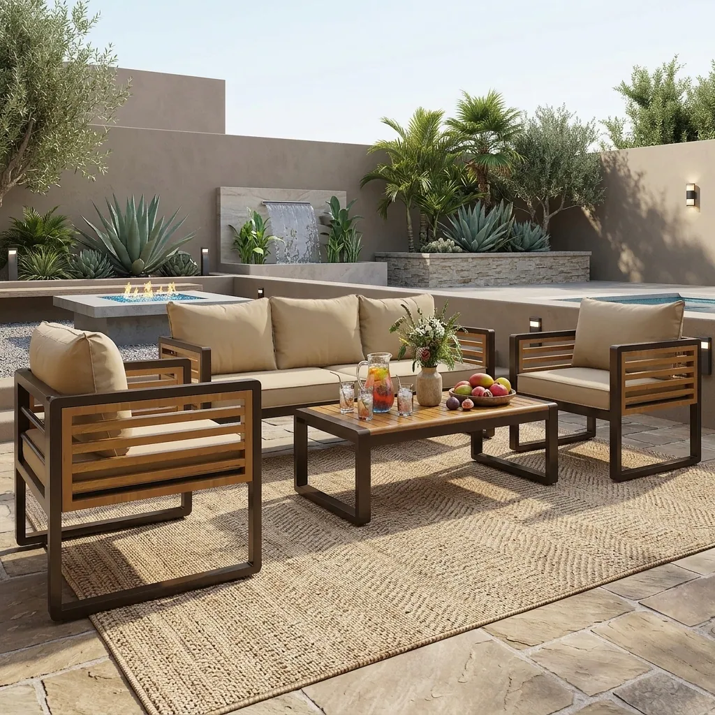 4-Piece Outdoor Conversation Set with Removable Cushions by Leisure Zone - Image 2