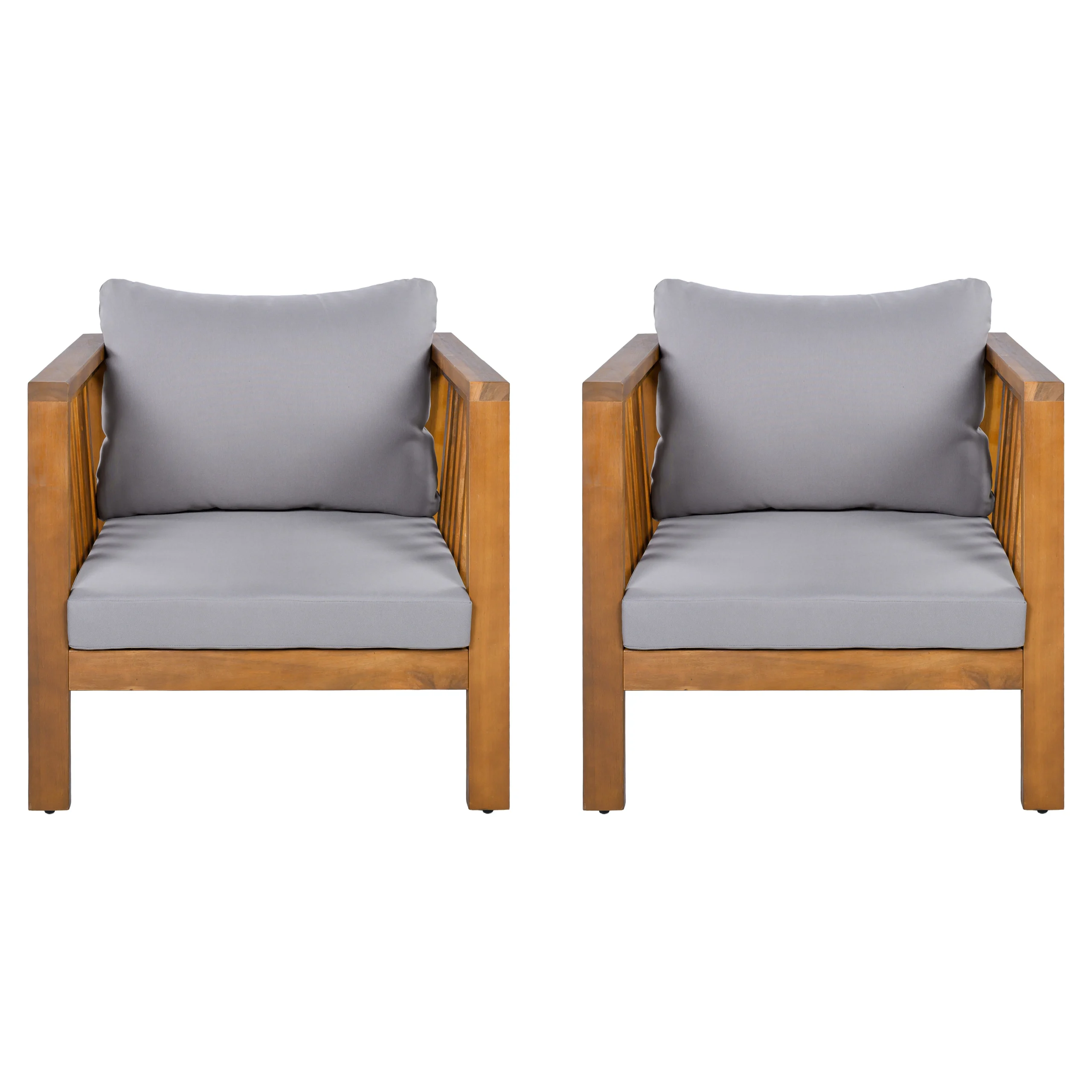 Outdoor Acacia Club Chair with Square Arms by Leisure Zone - Image 25